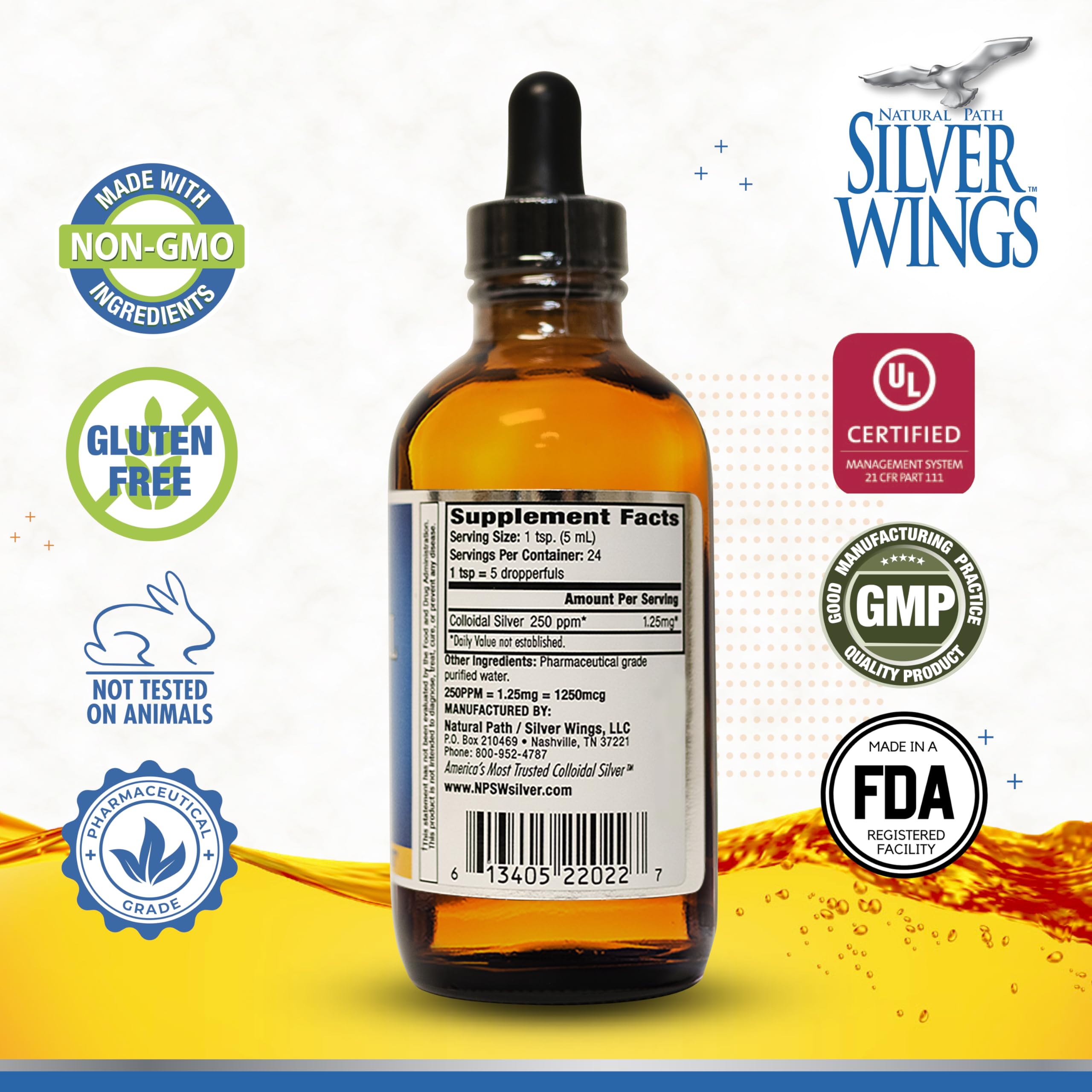 Foto 3 pulgar | Suplemento De Plata Coloidal Natural Path Silver Wings, 250 Ppm - Venta Internacional.