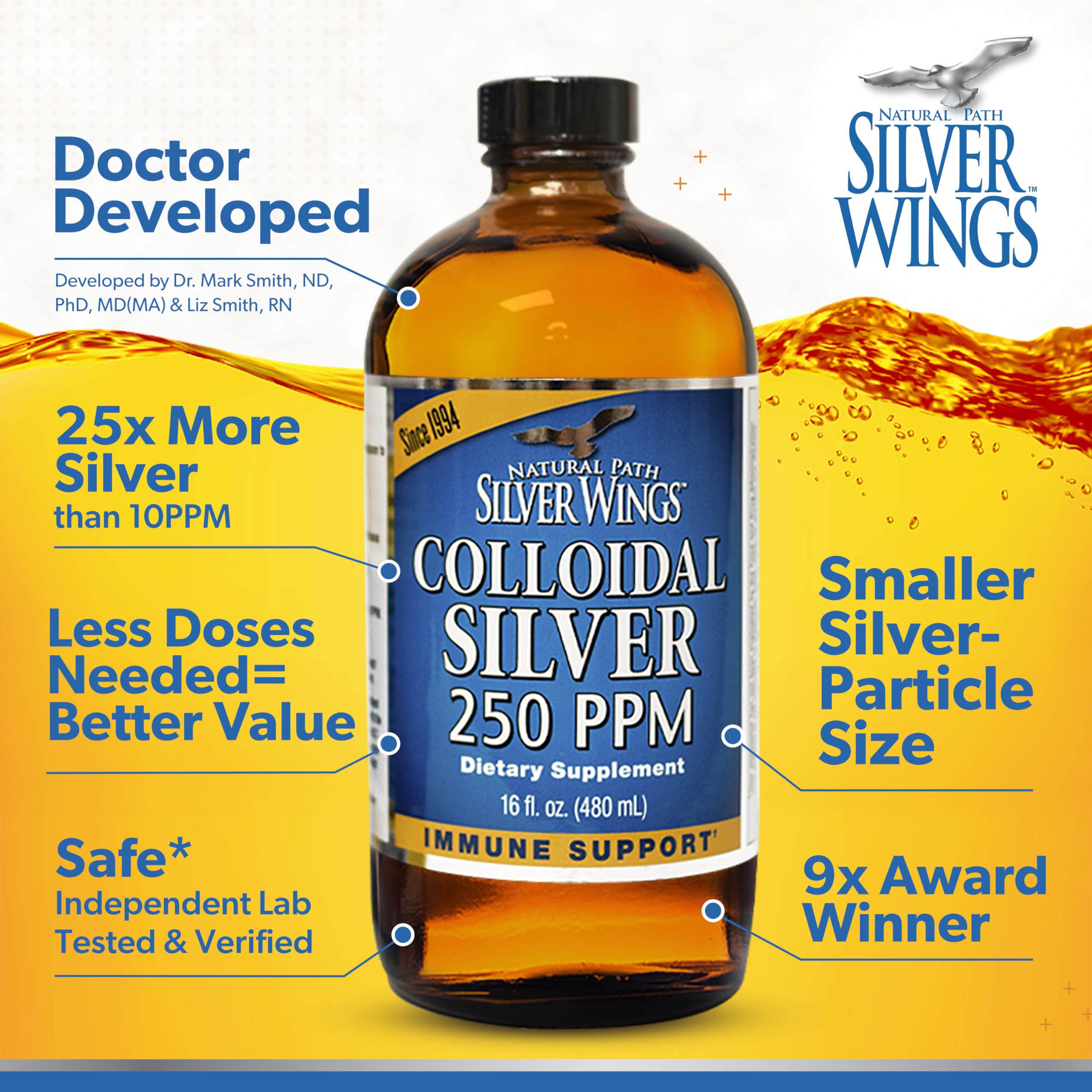 Foto 6 pulgar | Suplemento De Plata Coloidal Natural Path Silver Wings, 250 Ppm - Venta Internacional.