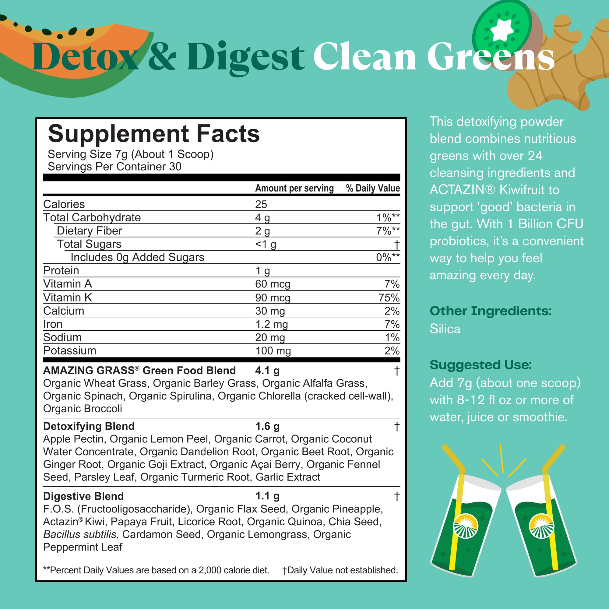 Foto 5 pulgar | Suplemento Amazing Grass Greens Superfood Detox & Digest - Venta Internacional.
