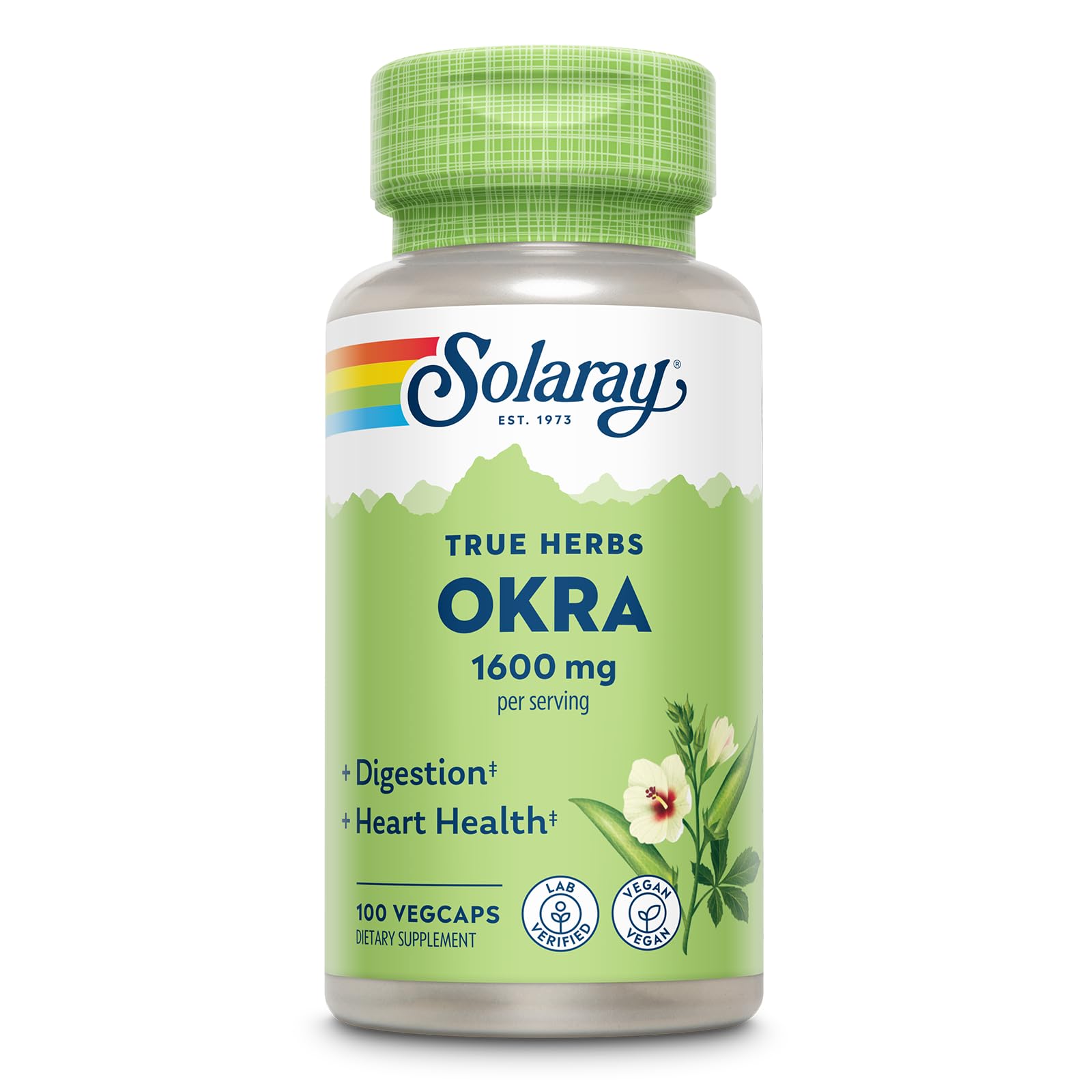 Foto 2 pulgar | Suplemento Solaray Okra Fruit 1600 Mg De Fibra Soluble, 100 Cápsulas Vegetales - Venta Internacional.