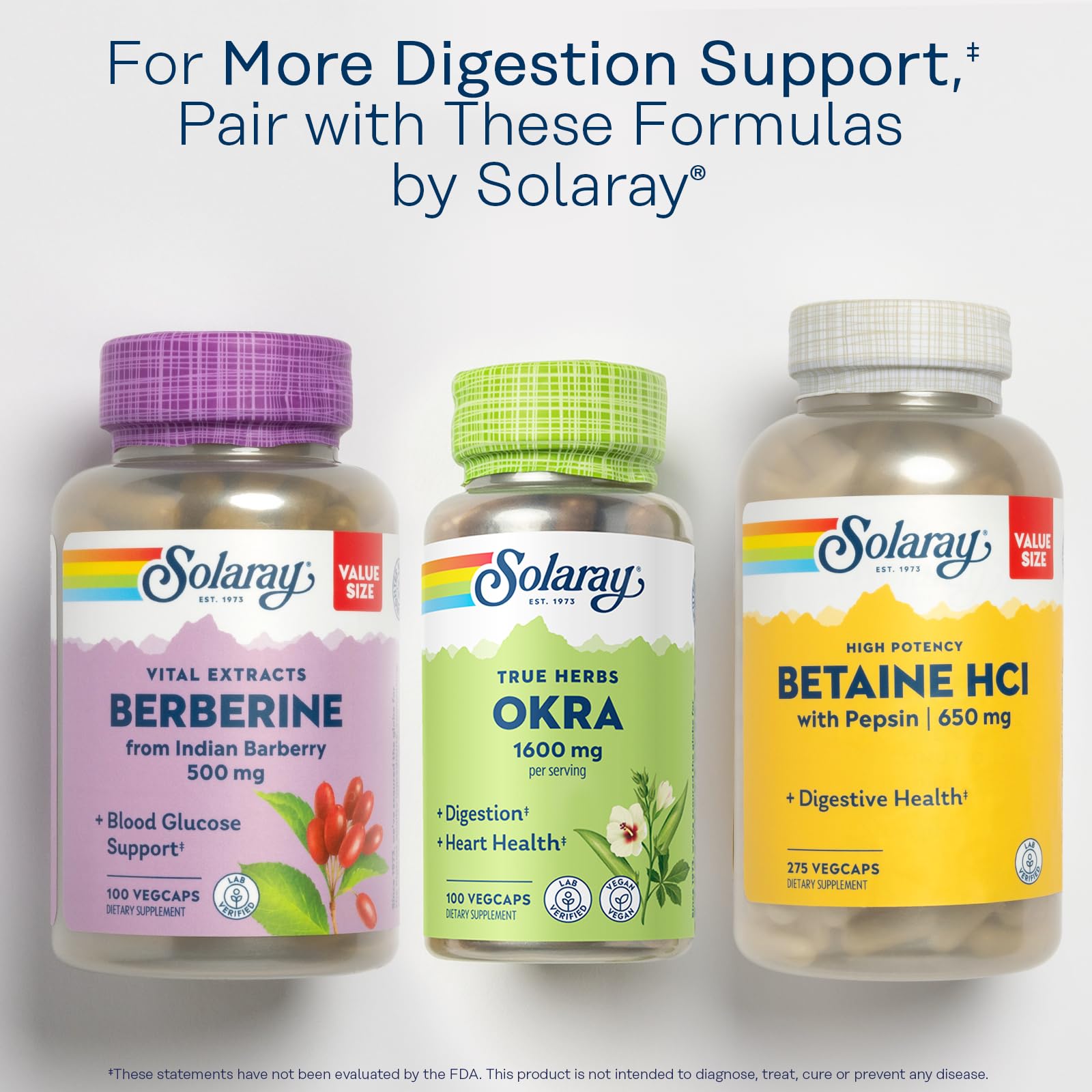 Foto 7 pulgar | Suplemento Solaray Okra Fruit 1600 Mg De Fibra Soluble, 100 Cápsulas Vegetales - Venta Internacional.
