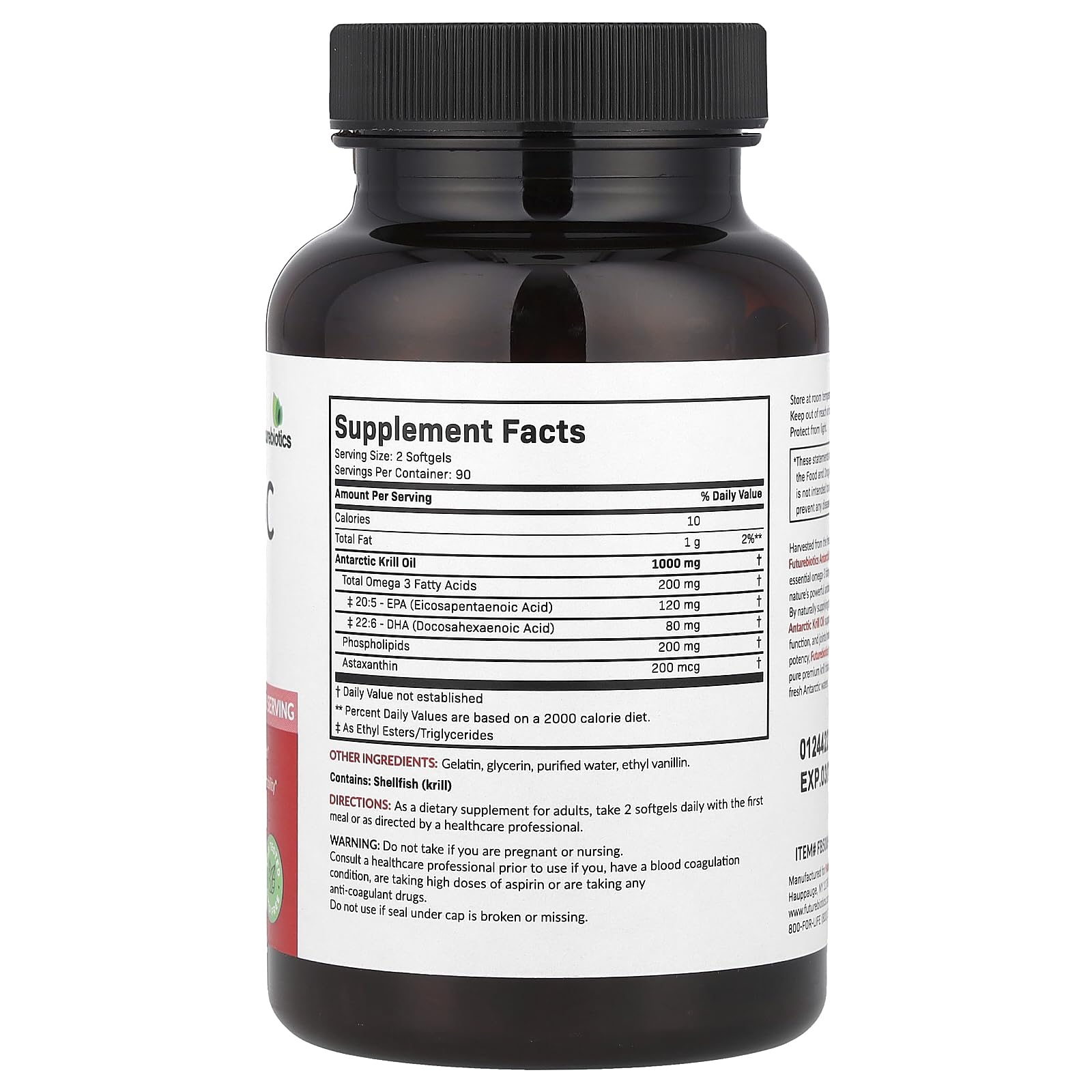Foto 3 pulgar | Suplemento De Aceite De Krill Antártico De Futurebiotics, 1000 Mg, 180 Cápsulas Blandas - Venta Internacional.