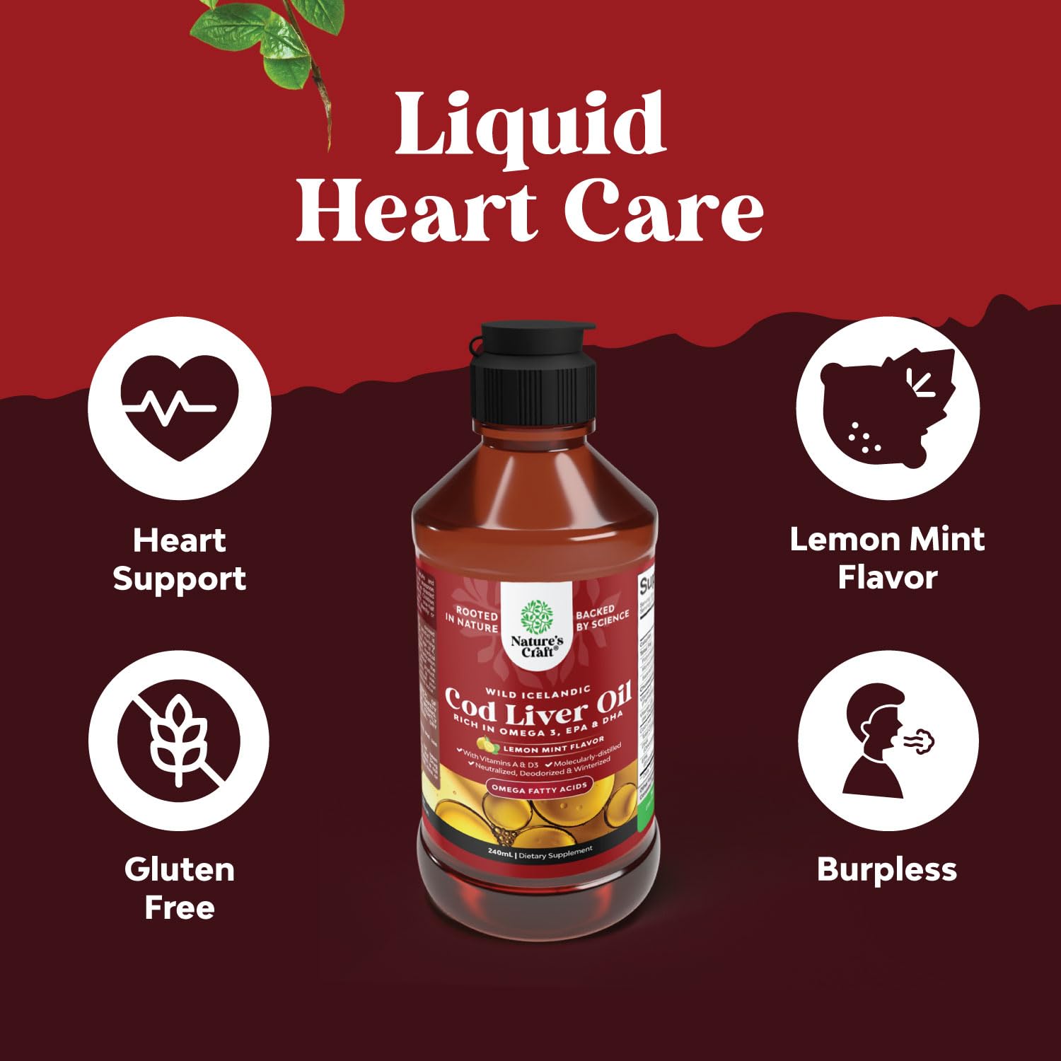 Foto 4 | Aceite De Hígado De Bacalao Islandés Supplement Natures Craft 240 Ml - Venta Internacional.
