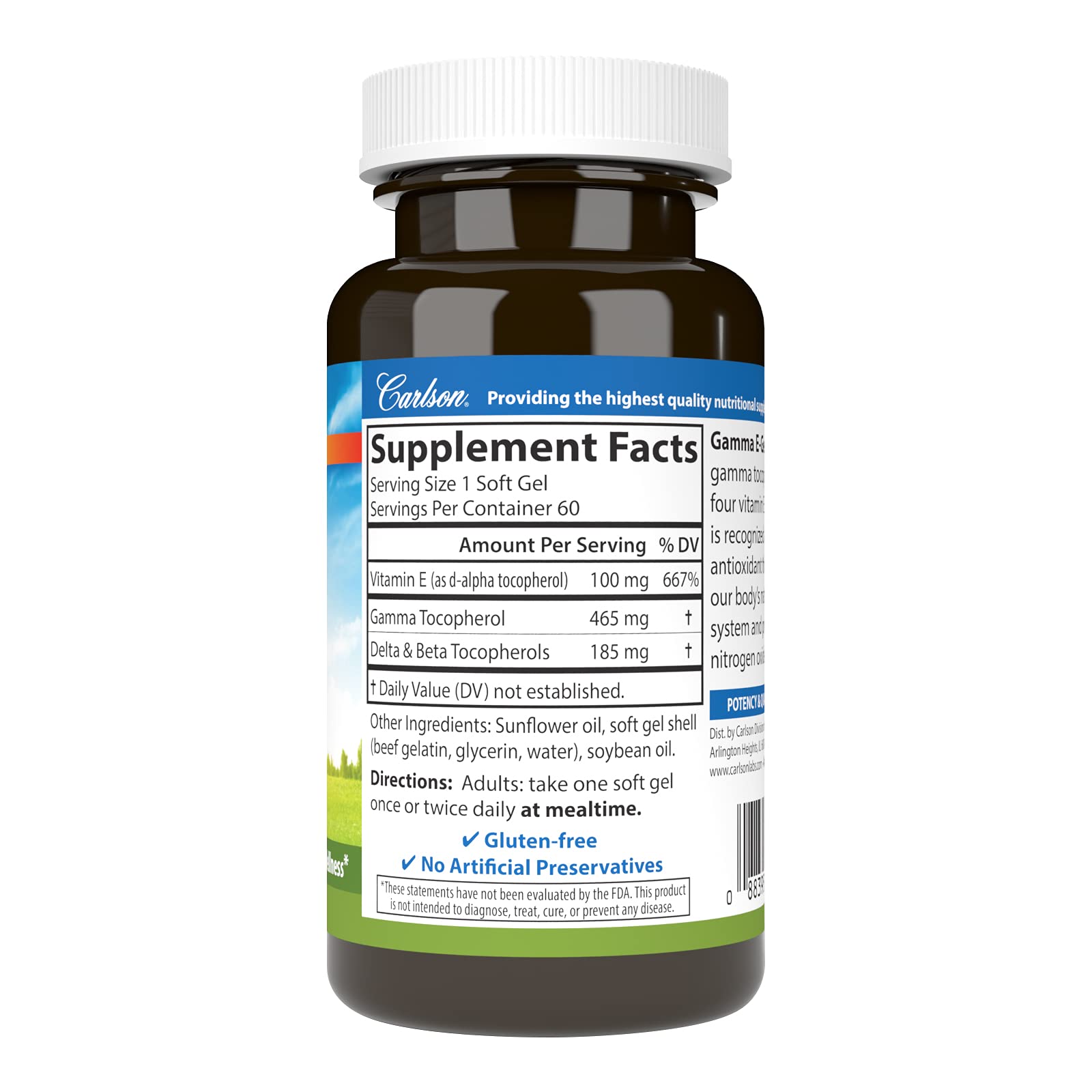 Foto 3 pulgar | Suplemento Carlson Gamma E-gems Gamma Tocoferol 465 Mg - Venta Internacional.