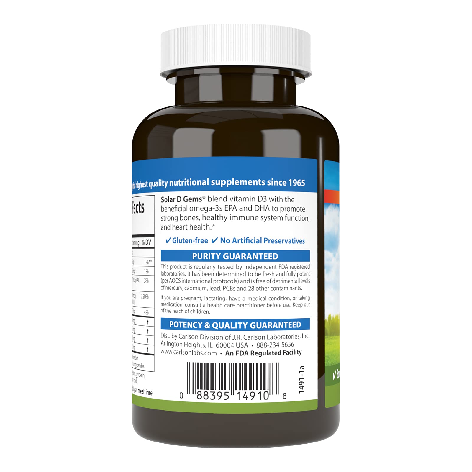 Foto 3 | Suplemento Carlson Solar D Gems Con Vitamina D3, 6000 Ui, 120 Cápsulas Blandas - Venta Internacional.