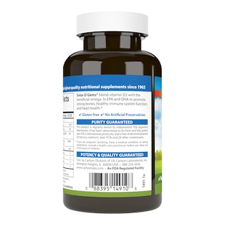 Foto 3 | Suplemento Carlson Solar D Gems Con Vitamina D3, 6000 Ui, 120 Cápsulas Blandas - Venta Internacional.