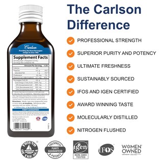 Foto 2 | Suplemento De Aceite De Pescado Carlson The Very Finest 200 Ml 1600 Mg - Venta Internacional.