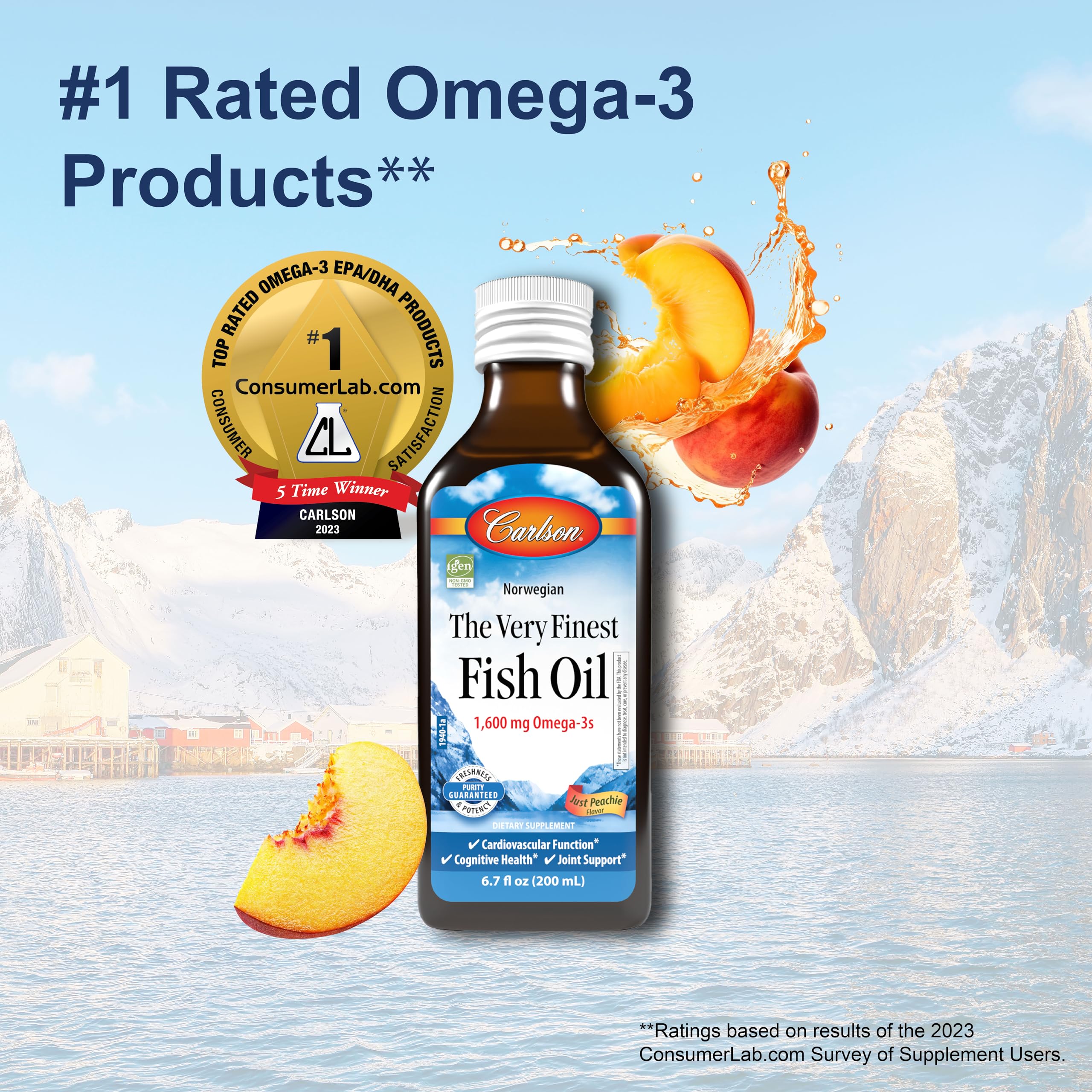 Foto 4 pulgar | Suplemento De Aceite De Pescado Carlson The Very Finest 200 Ml 1600 Mg - Venta Internacional.