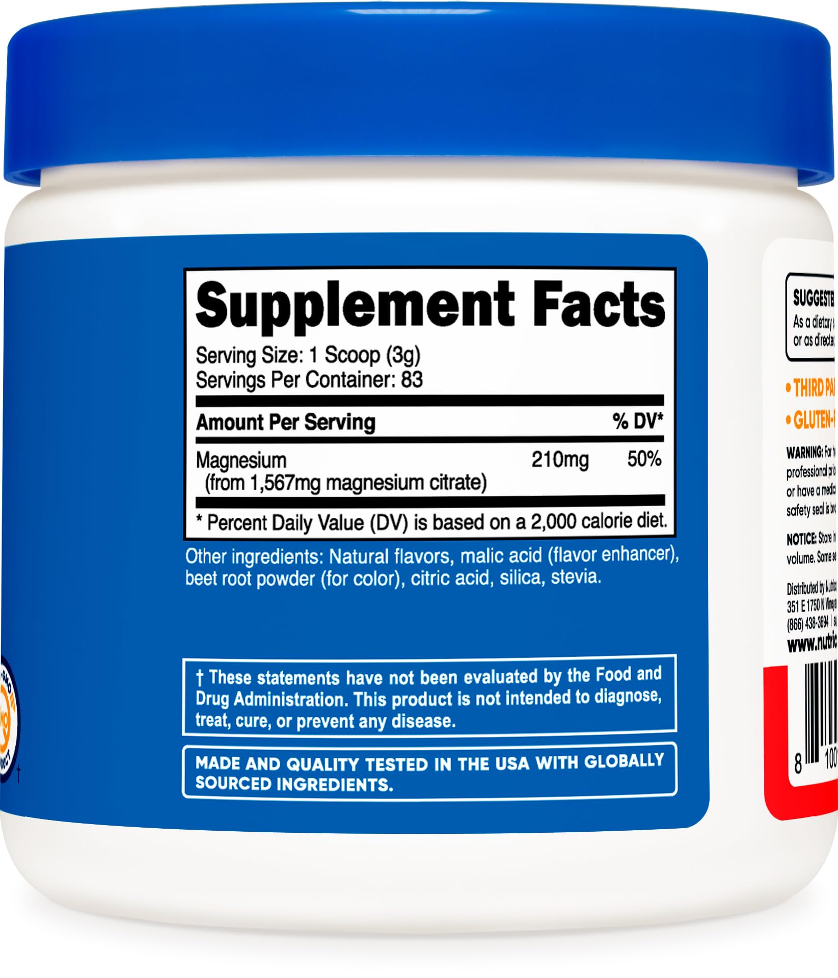 Foto 6 pulgar | Citrato De Magnesio En Polvo Nutricost Fruit Punch 250 G - Venta Internacional.