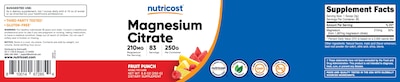 Foto 6 | Citrato De Magnesio En Polvo Nutricost Fruit Punch 250 G - Venta Internacional.