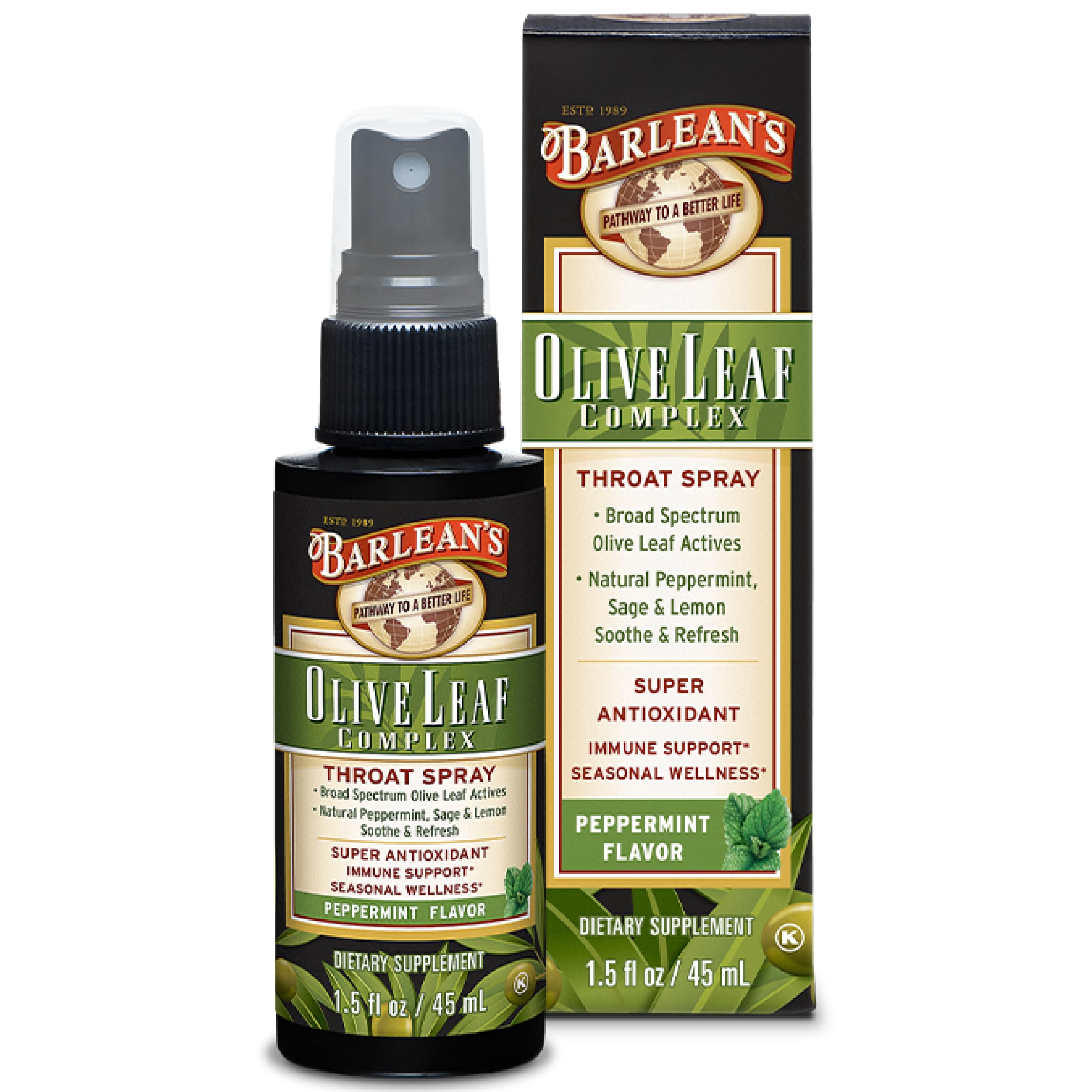 Foto 1 | Spray Para Garganta Barlean's Olive Leaf Complex, 44 Ml, Con Menta - Venta Internacional.