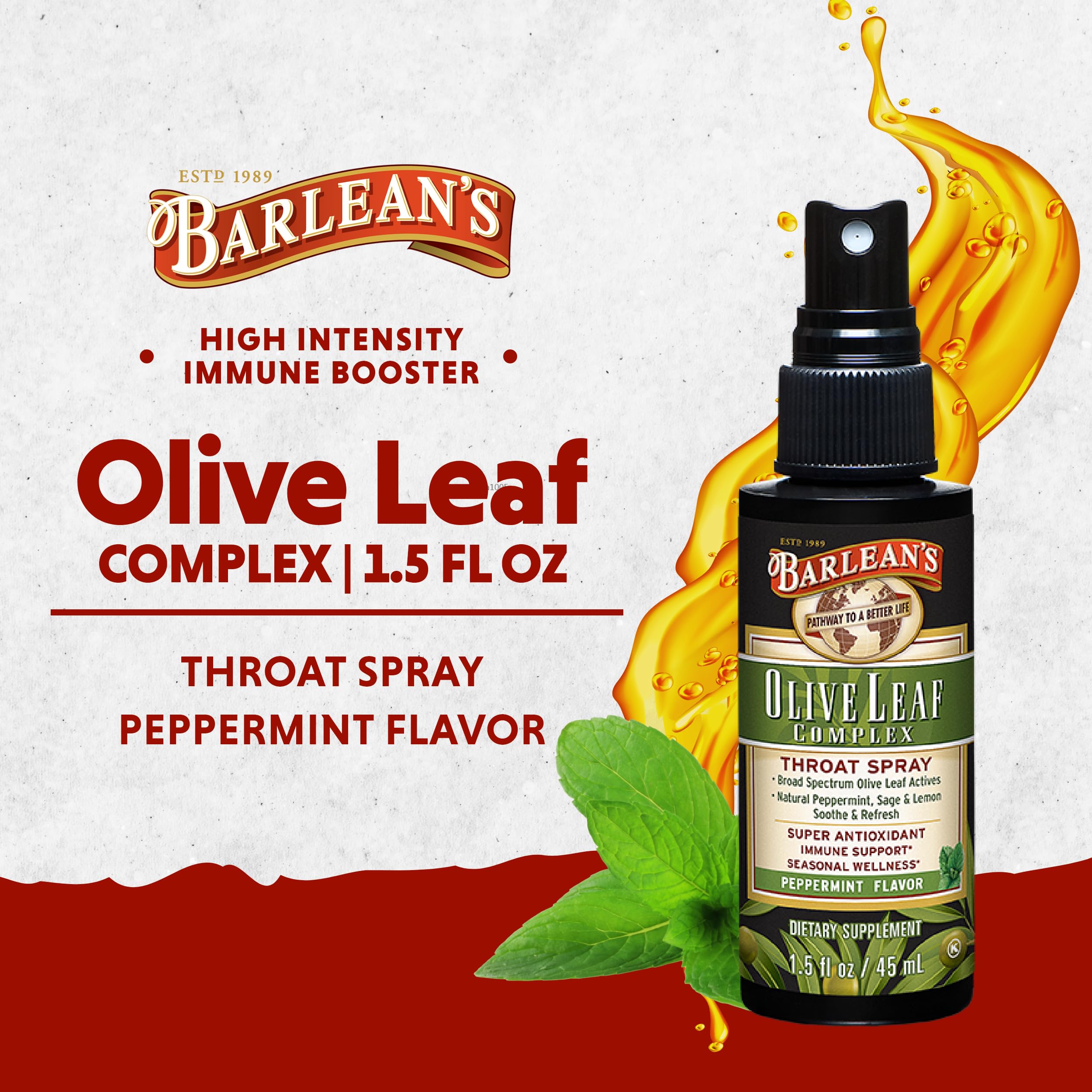 Foto 3 pulgar | Spray Para Garganta Barlean's Olive Leaf Complex, 44 Ml, Con Menta - Venta Internacional.