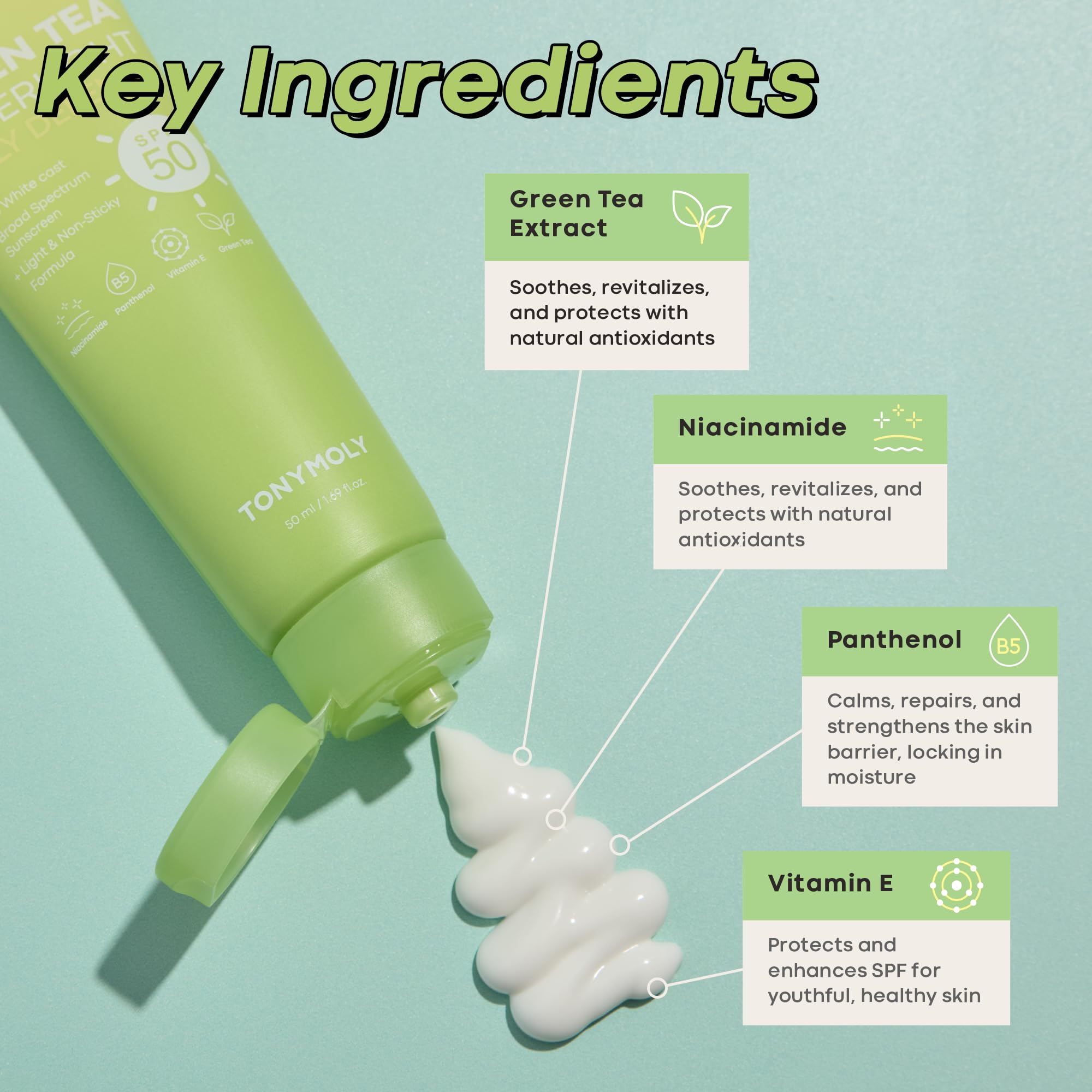 Foto 5 pulgar | Protector Solar Tonymoly Green Tea Spf 50 50 Ml Para Rostro - Venta Internacional.