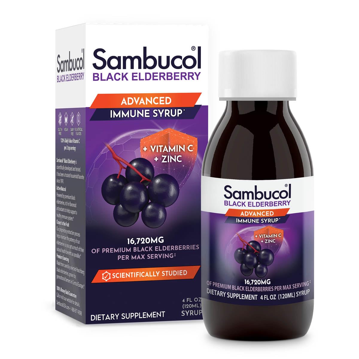 Foto 1 | Suplemento De Jarabe De Saúco Negro Sambucol Advanced 120 Ml - Venta Internacional.