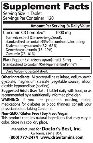 Foto 5 pulgar | Suplemento Doctor's Best De Curcumina A Partir De Cúrcuma, 1000 Mg, 120 Tabletas - Venta Internacional.
