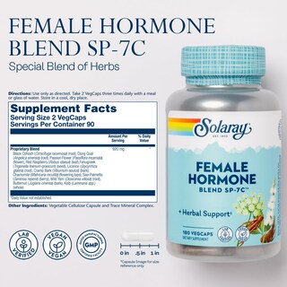 Foto 3 | Suplemento Solaray, Mezcla De Hormonas Femeninas Sp-7c, 180 Cápsulas Vegetales - Venta Internacional.