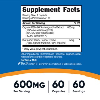 Foto 2 | Suplemento Nutricost Ksm-66 De Extracto De Raíz De Ashwagandha 600 Mg - Venta Internacional.