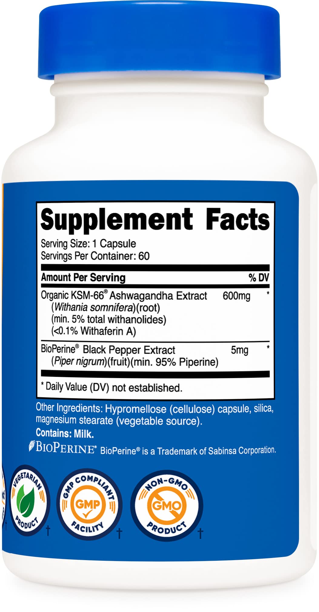 Foto 5 pulgar | Suplemento Nutricost Ksm-66 De Extracto De Raíz De Ashwagandha 600 Mg - Venta Internacional.