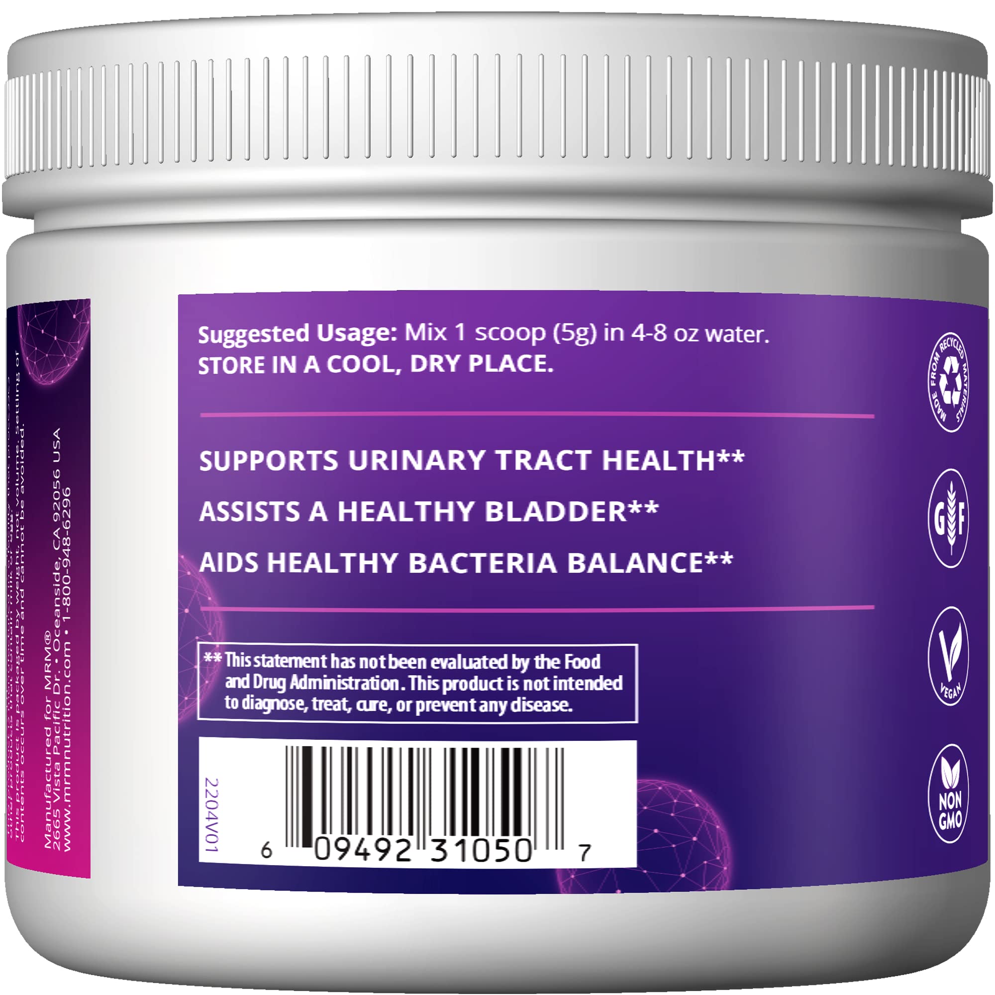 Foto 4 pulgar | Suplemento Mrm Nutrition D-mannosa + Arándano 40 Porciones - Venta Internacional.