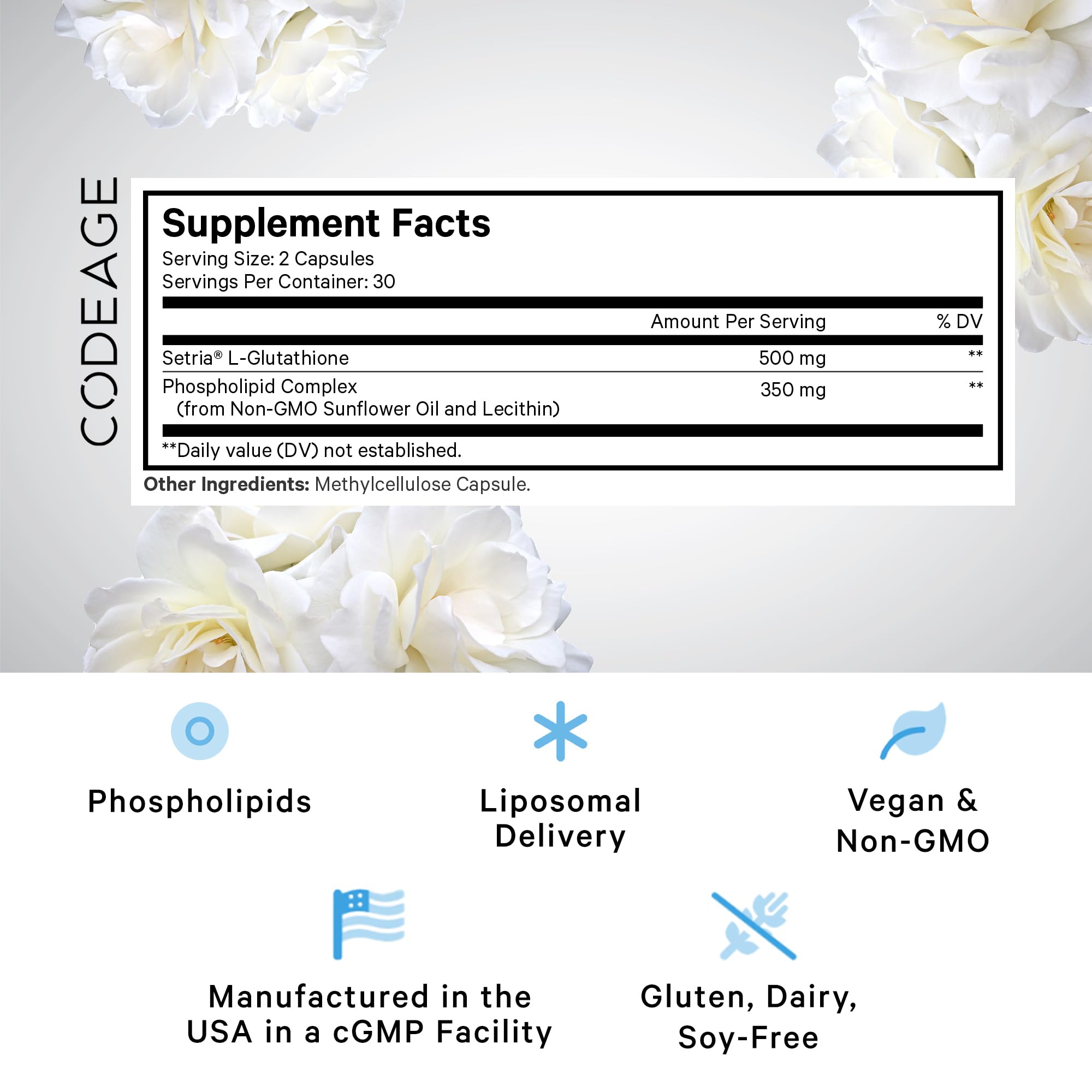 Foto 3 pulgar | Suplemento De Glutatión Liposomal Codeage 500 Mg 60 Cápsulas - Venta Internacional.