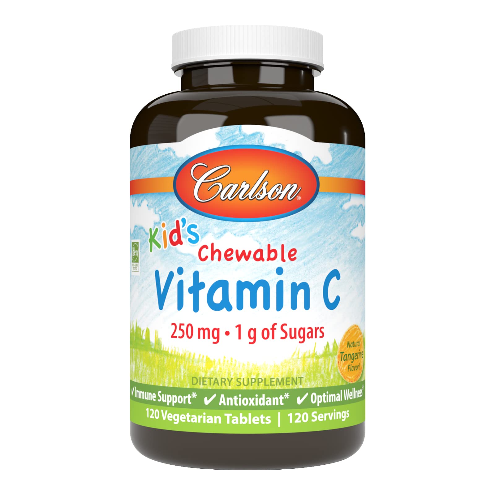 Foto 2 pulgar | Tangerina Carlson Kids Masticable Con Vitamina C, 250 Mg, 120 Comprimidos - Venta Internacional.
