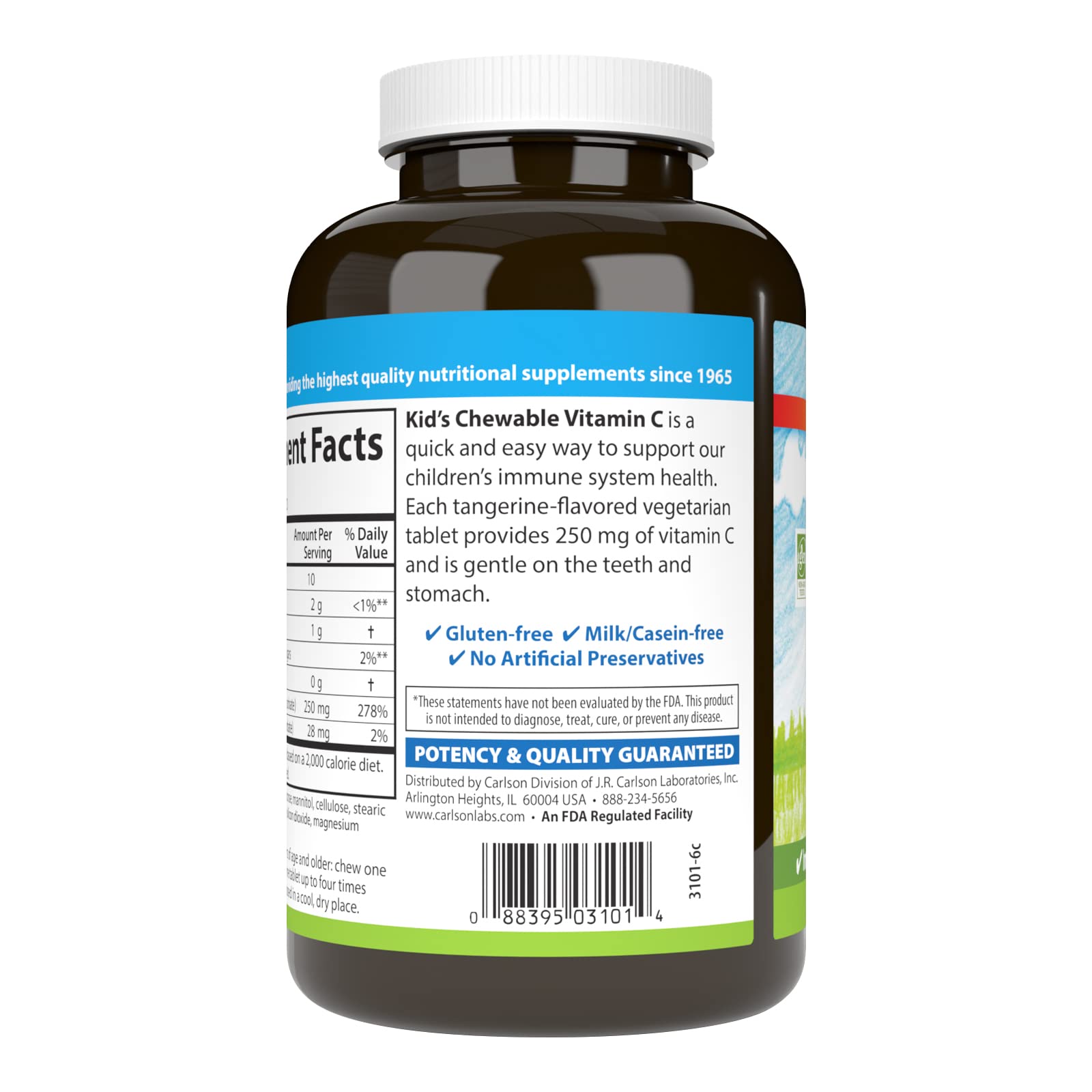 Foto 4 pulgar | Tangerina Carlson Kids Masticable Con Vitamina C, 250 Mg, 120 Comprimidos - Venta Internacional.