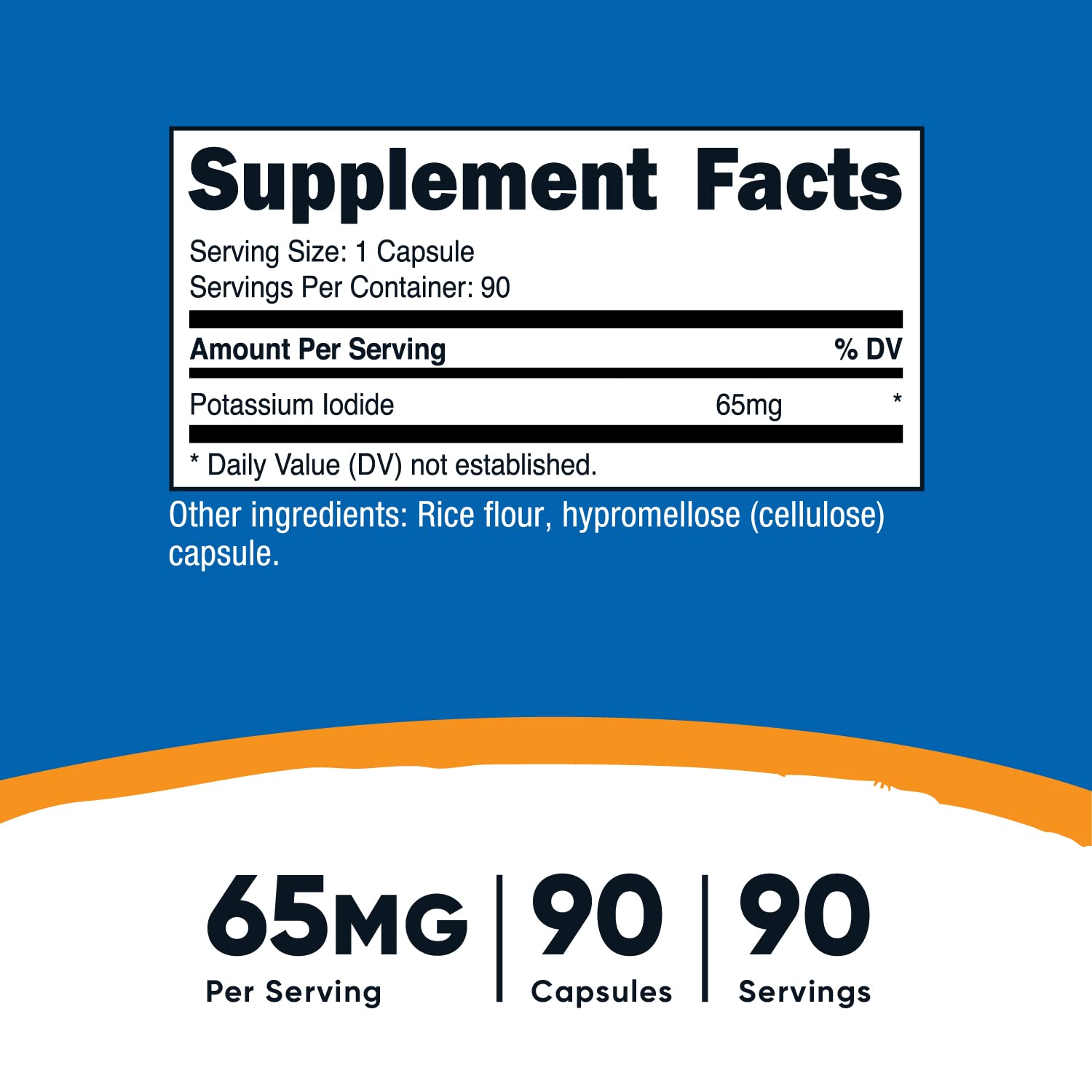 Foto 3 pulgar | Suplemento Nutricost De Yoduro De Potasio (ki) 65 Mg 90 Cápsulas - Venta Internacional.