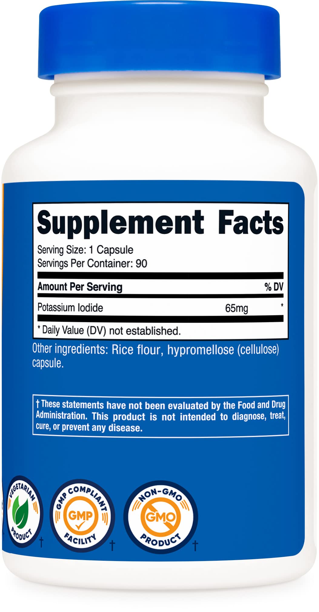 Foto 5 pulgar | Suplemento Nutricost De Yoduro De Potasio (ki) 65 Mg 90 Cápsulas - Venta Internacional.