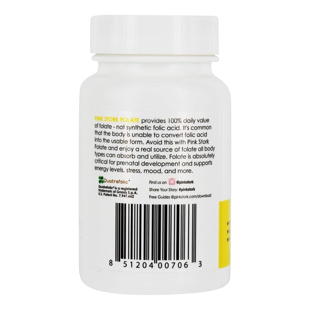 Foto 5 pulgar | Suplemento Pink Stork Folate Prenatal 1000 Mcg 60 Cápsulas - Venta Internacional.