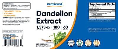 Foto 6 | Suplemento Nutricost Extracto De Diente De León 1575 Mg 180 Cápsulas - Venta Internacional.