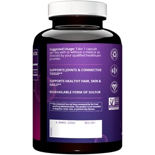 Foto 3 | Suplemento Mrm Nutrition Msm En Cápsulas De 1000 Mg Para La Salud De Las Articulaciones - Venta Internacional.