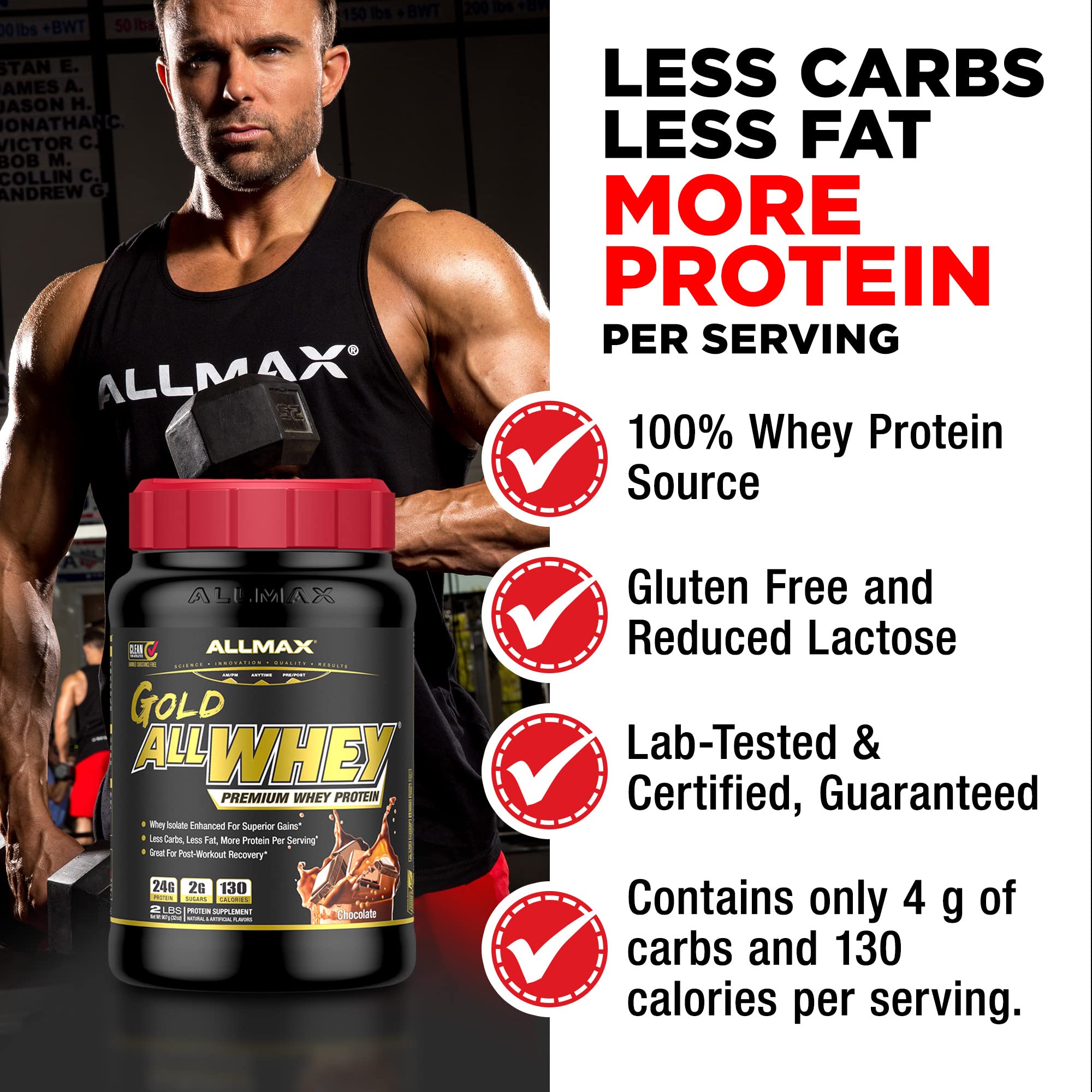 Foto 4 pulgar | Proteína En Polvo Allmax Gold Allwhey Chocolate 907 G - Venta Internacional.