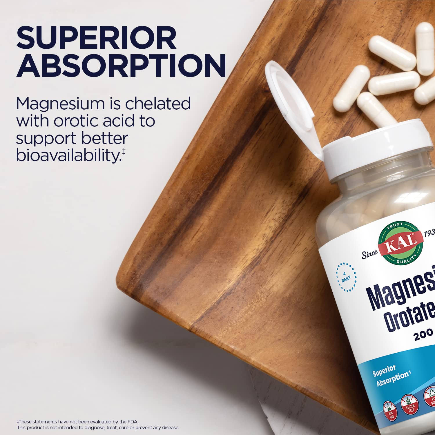 Foto 6 pulgar | Suplemento De Orotato De Magnesio Kal, 200 Mg, 120 Cápsulas Vegetales - Venta Internacional.
