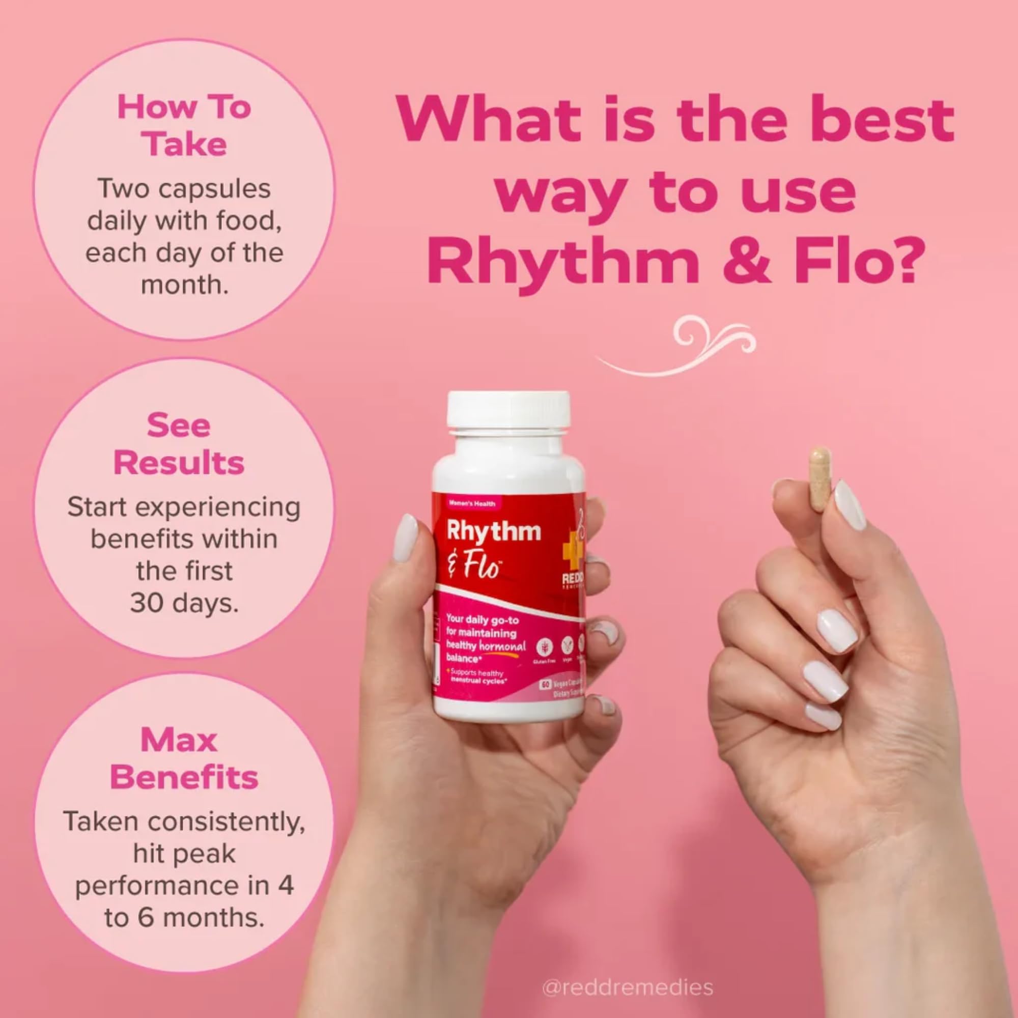 Foto 5 | Suplemento Redd Remedies Rhythm & Flo 60 Cápsulas Veganas - Venta Internacional.