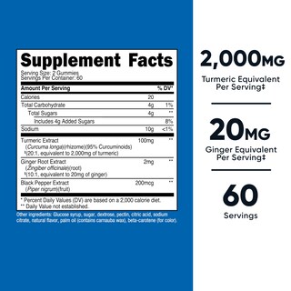 Foto 2 | Suplemento De Gomitas De Cúrcuma Nutricost De 2000 Mg Con Jengibre De 120 Unidades - Venta Internacional.
