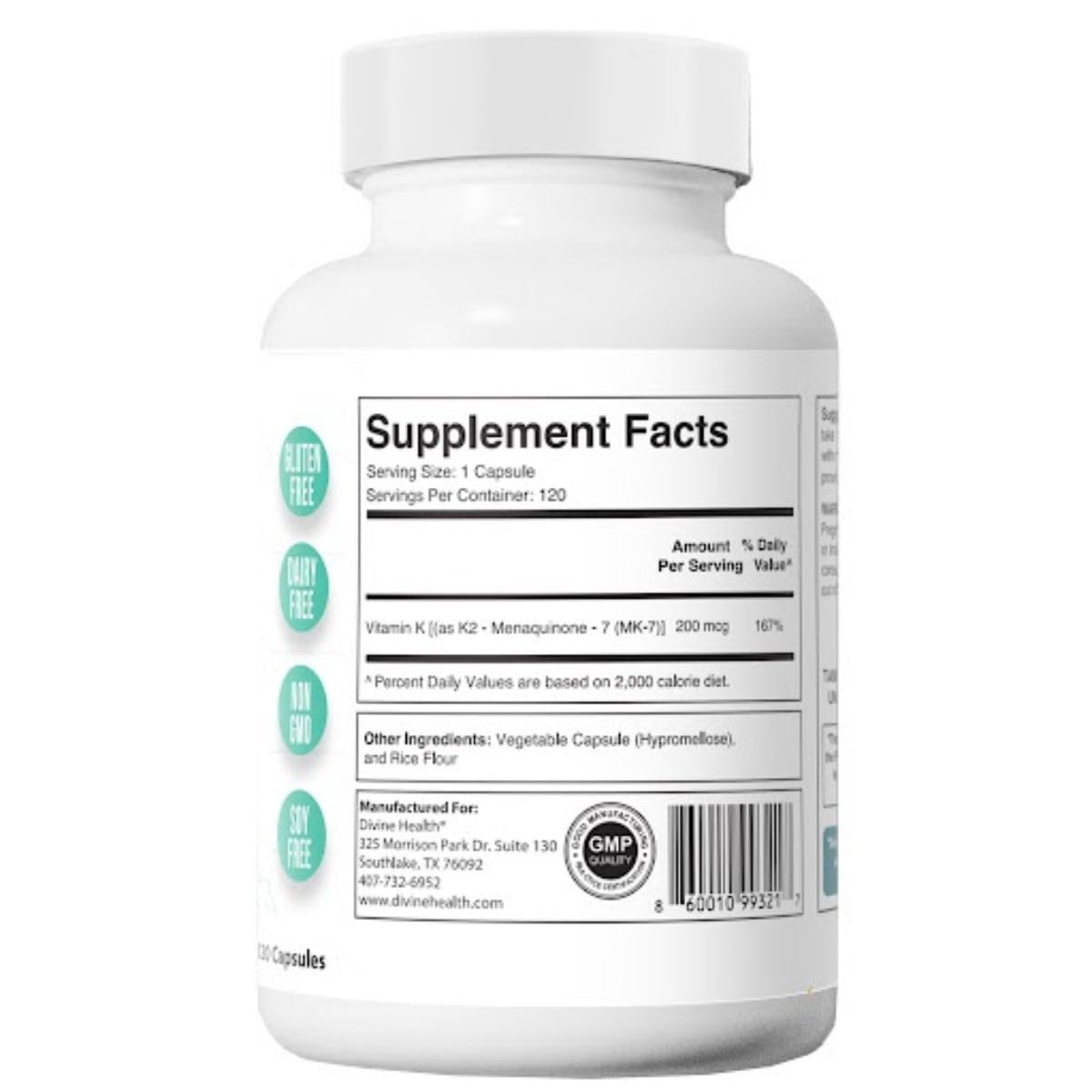Foto 4 pulgar | Suplemento Divine Health Super K2 Mk-7 De Vitamina K2 200 Mcg - Venta Internacional.