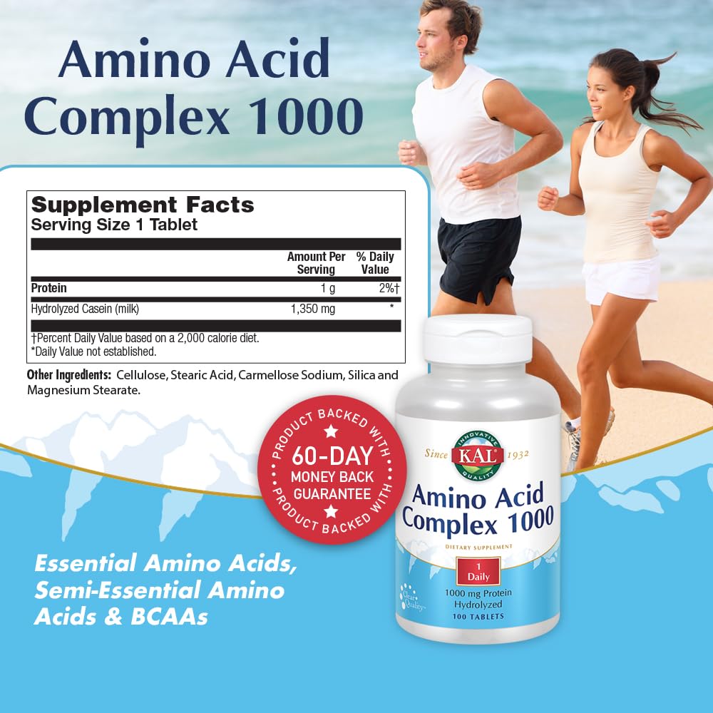 Foto 3 pulgar | Suplemento De Complejo De Aminoácidos Kal En Tabletas De 1000 Mg, 100 Unidades - Venta Internacional.