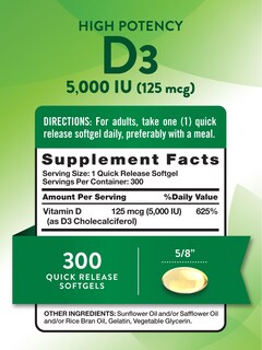 Foto 2 | Suplemento Nature's Truth De Vitamina D3 5000 Ui 300 Cápsulas Blandas - Venta Internacional.