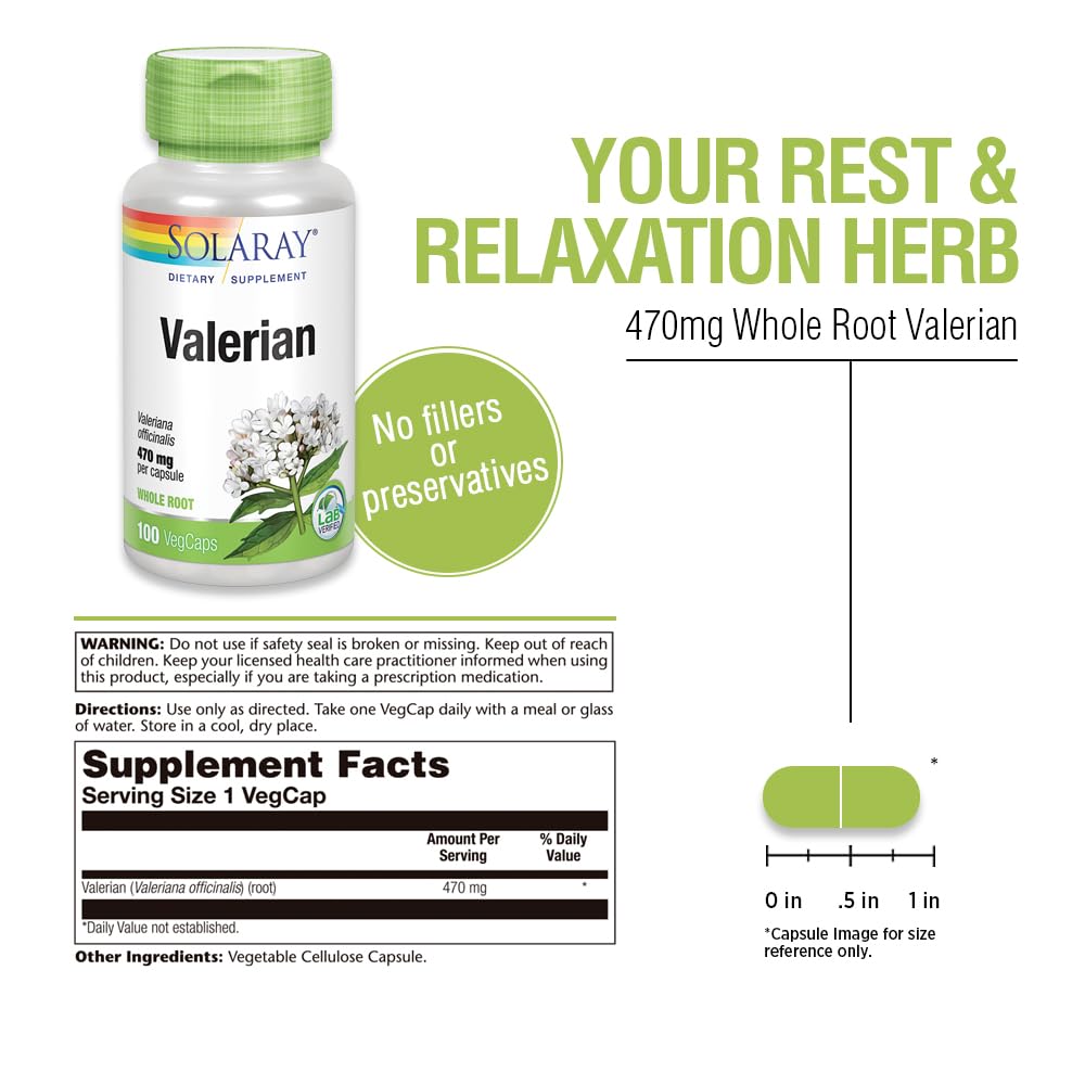 Foto 4 pulgar | Suplemento Solaray, Valeriana, 470 Mg, Soporte De Relajación, 100 Unidades - Venta Internacional.