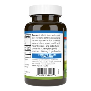 Foto 3 | Suplemento Carlson Taurine 1000 Mg, 100 Cápsulas - Venta Internacional.