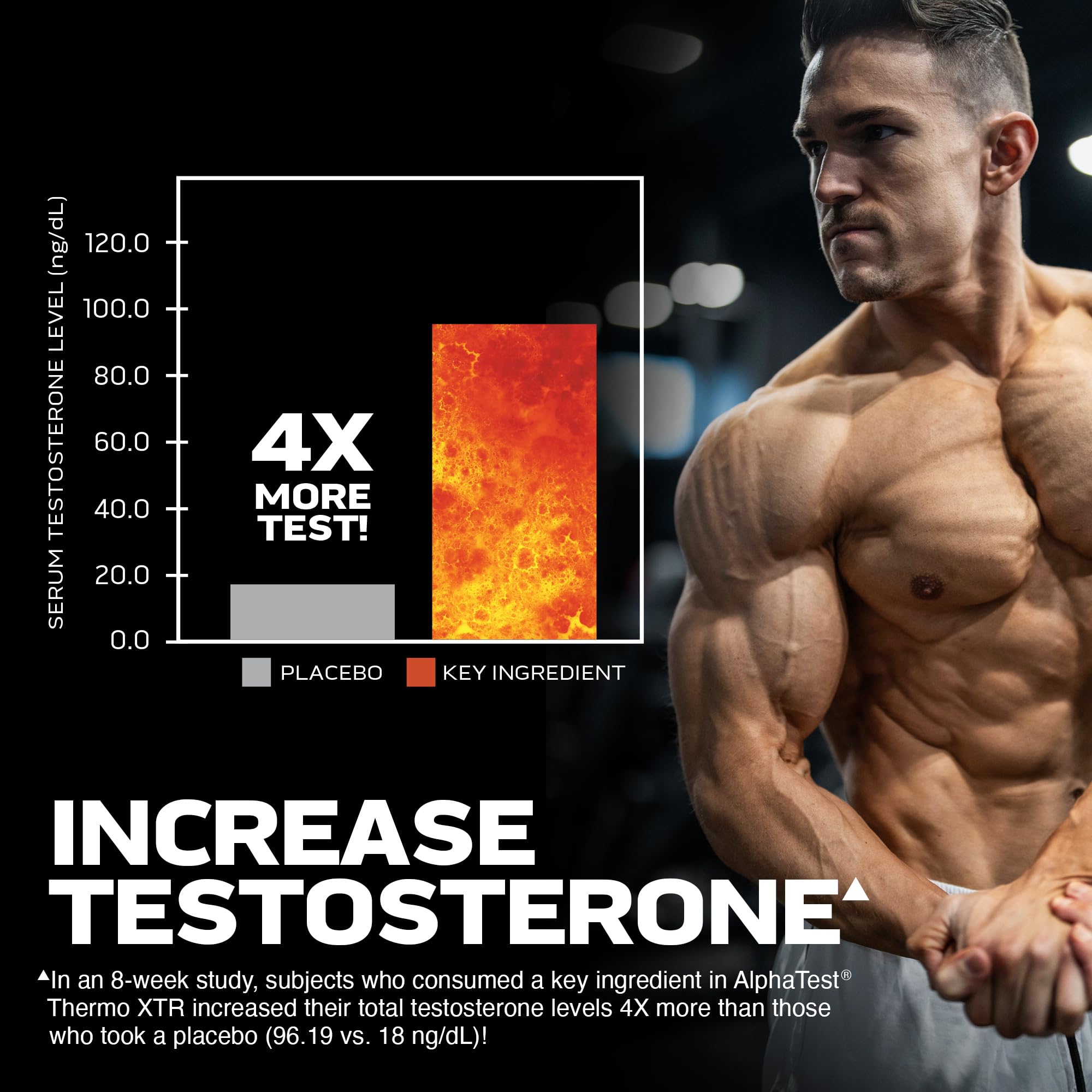 Foto 3 pulgar | Suplemento Estimulador De Testosterona Muscletech Alphatest Thermo Xtr - Venta Internacional.