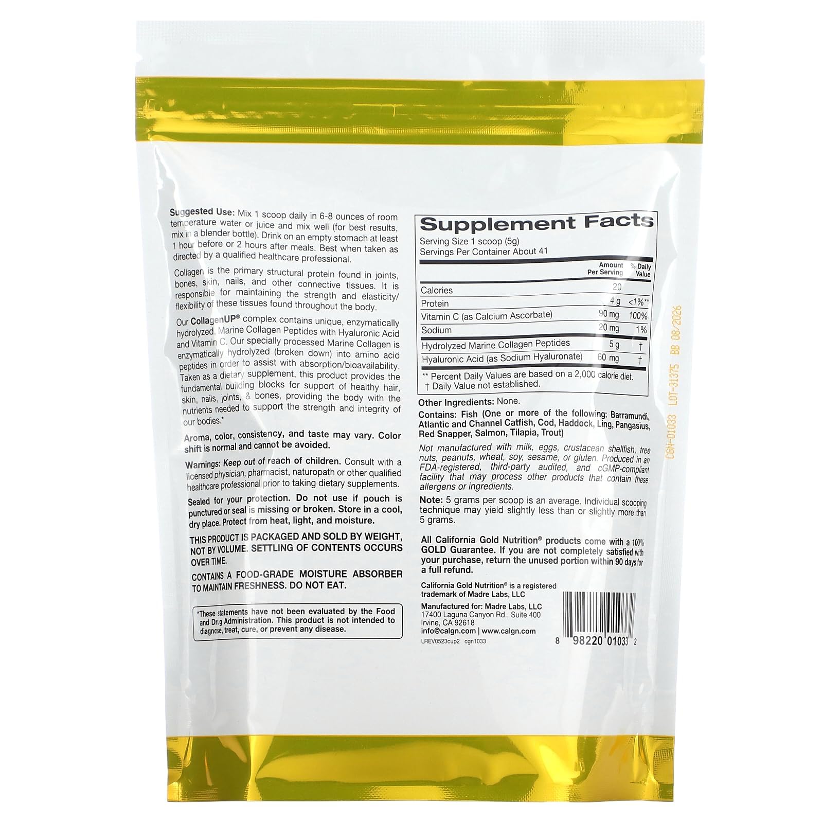 Foto 3 pulgar | Suplemento Collagenup De Origen Marino De California Gold Nutrition - Venta Internacional.