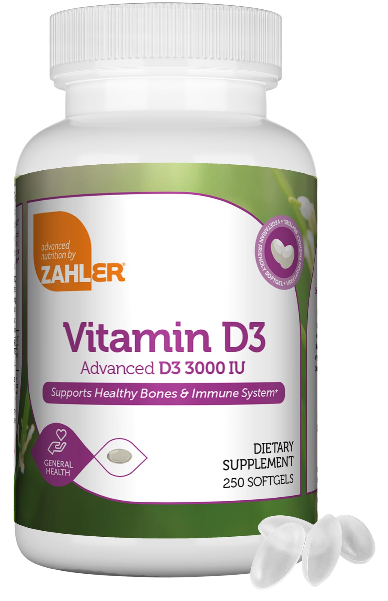 Suplemento Zahler De Vitamina D3 3000 Ui 250 Cápsulas Blandas - Venta Internacional.