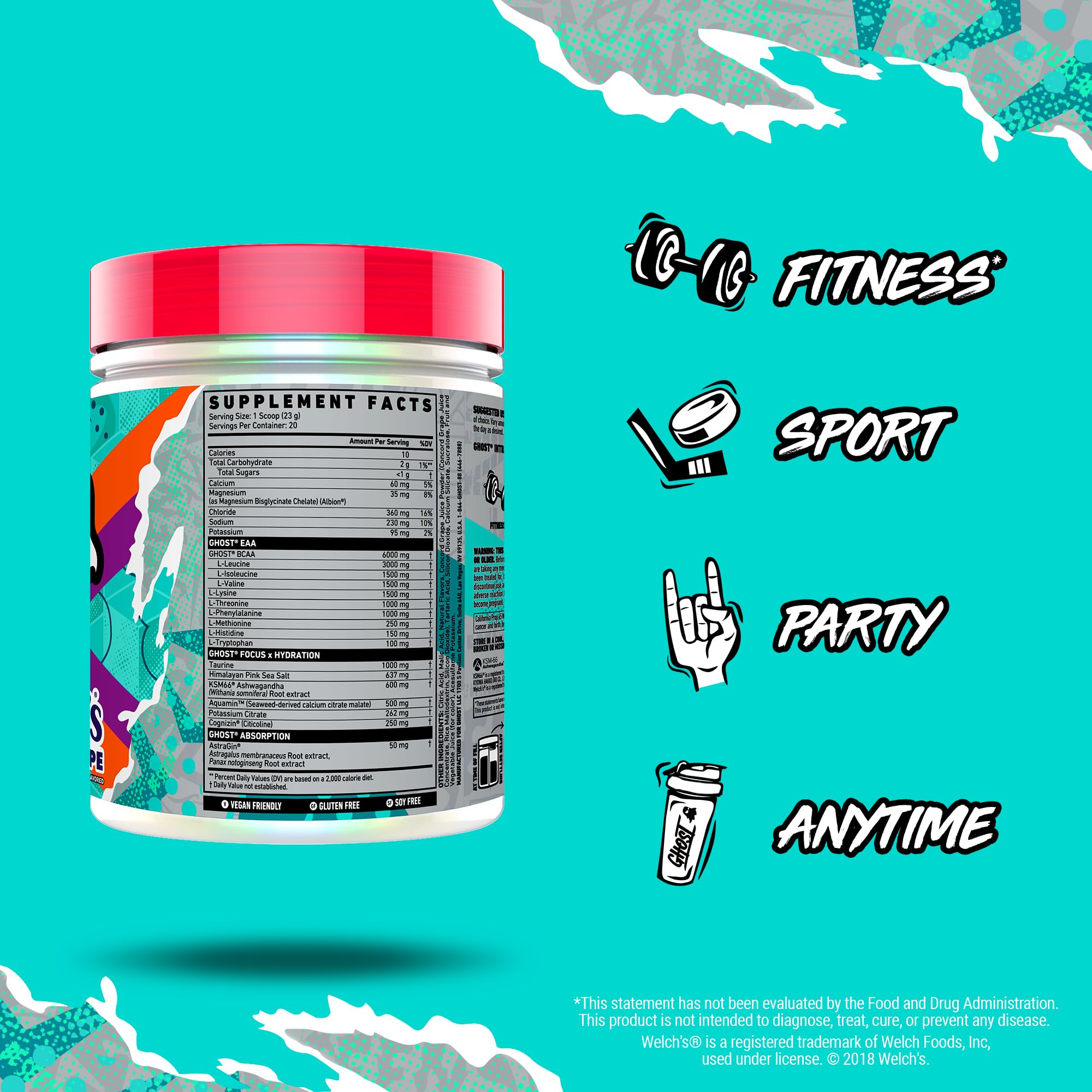 Foto 5 pulgar | Polvo Intra Workout Ghost Welch's Con Sabor A Uva, 20 Porciones - Venta Internacional.