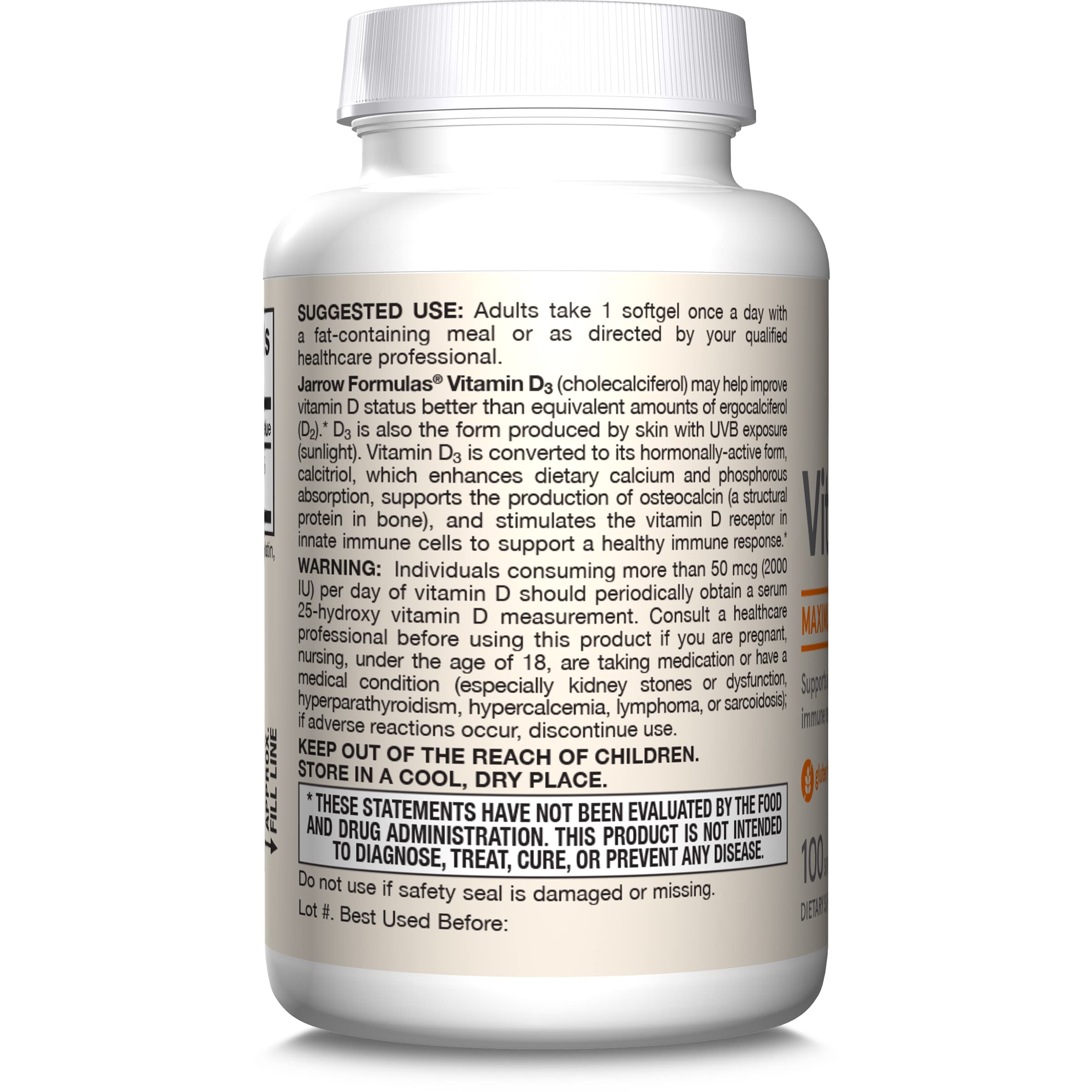 Foto 8 pulgar | Suplemento De Vitamina D3 De Jarrow Formulas 125 Mcg (5000 Ui) - Venta Internacional.