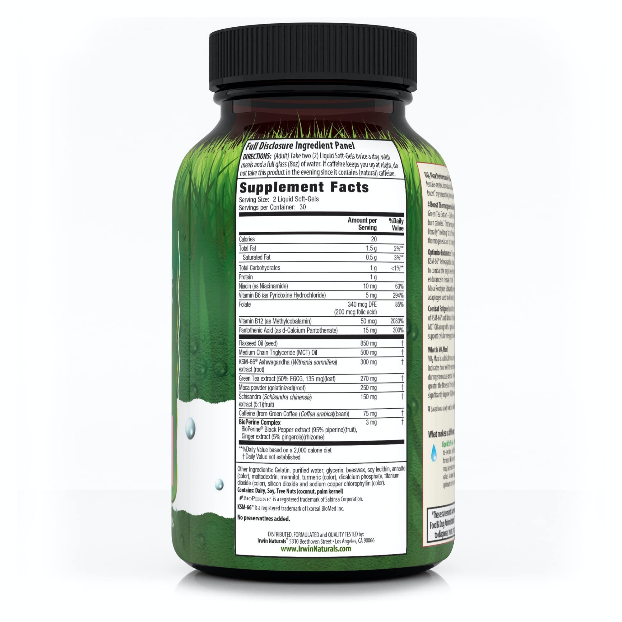 Foto 2 | Suplemento Quemador De Grasa Irwin Naturals V02 Max Performance 60 Cápsulas Blandas - Venta Internacional.