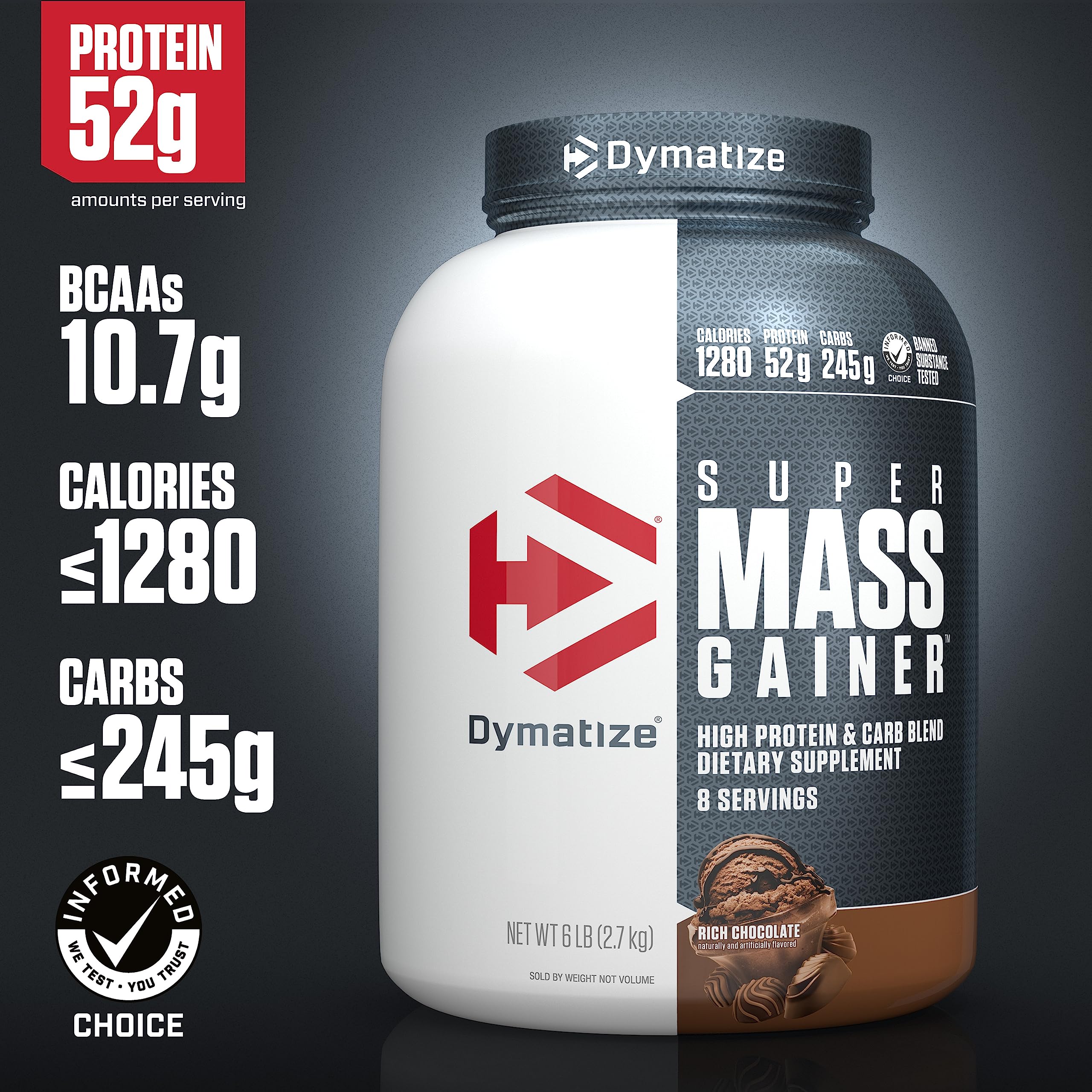 Foto 3 pulgar | Proteína En Polvo Dymatize Super Mass Gainer 2,7 Kg 1280 Kcal - Venta Internacional.