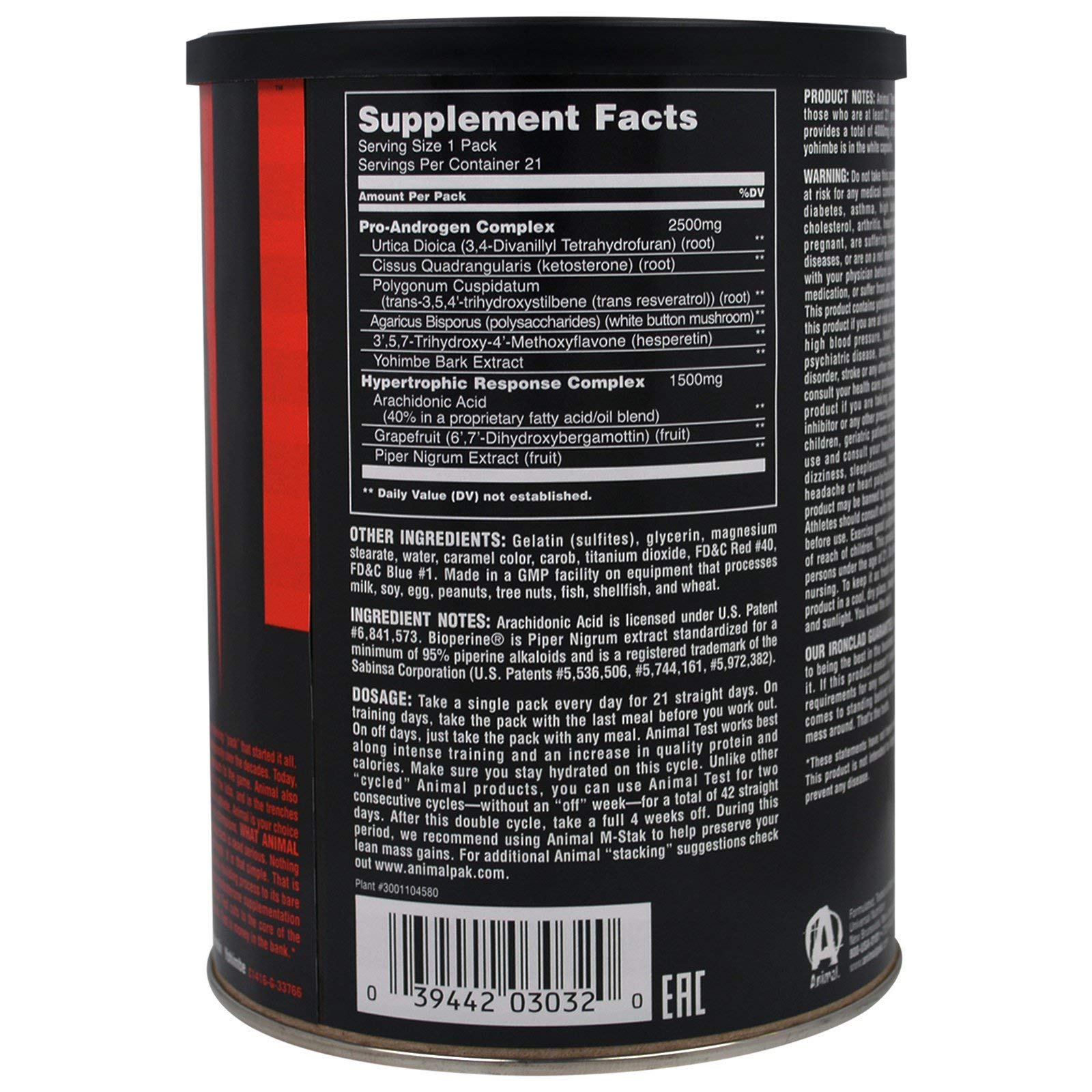 Foto 3 pulgar | Suplemento Universal Nutrition Animal Test, 21 Paquetes - Venta Internacional.