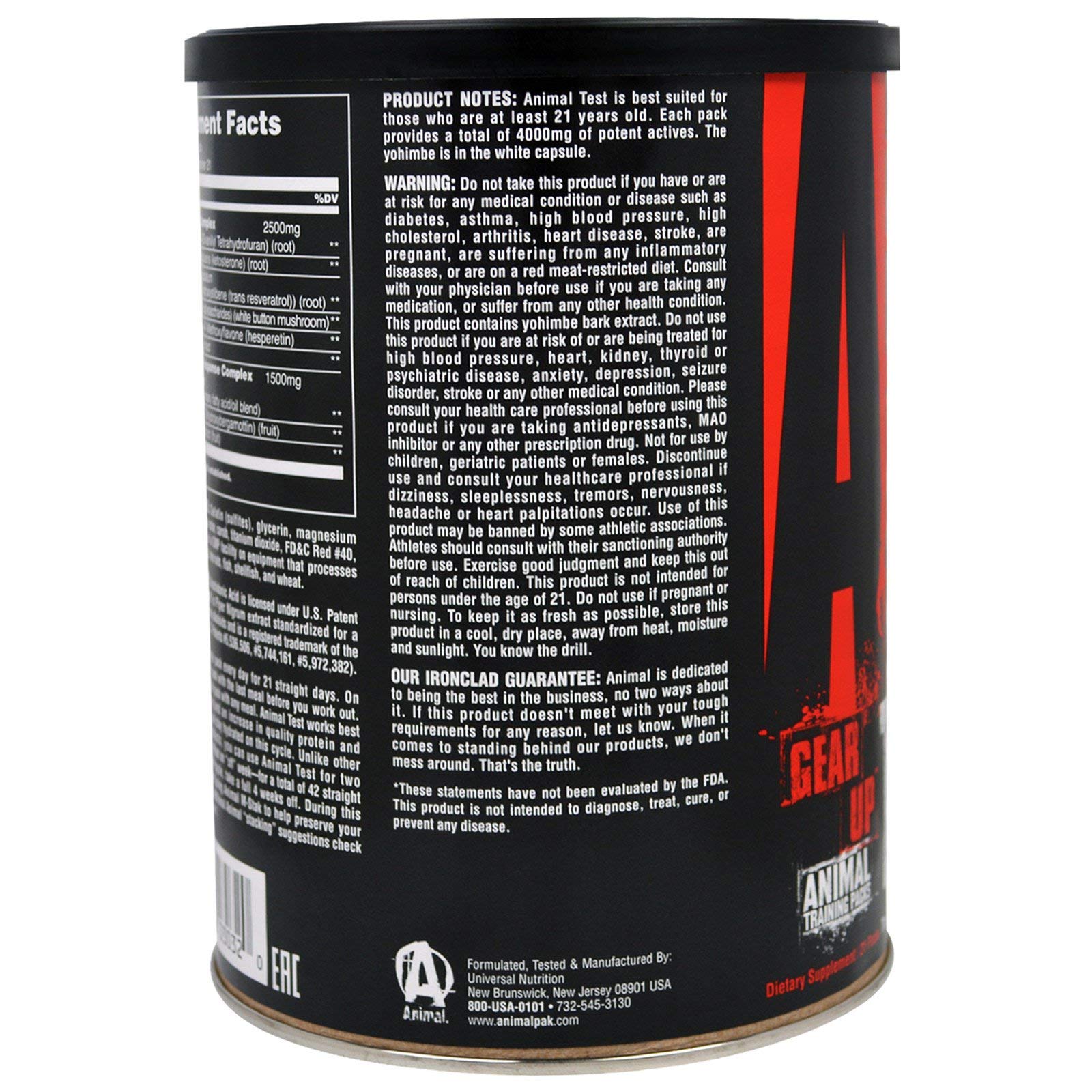 Foto 4 pulgar | Suplemento Universal Nutrition Animal Test, 21 Paquetes - Venta Internacional.