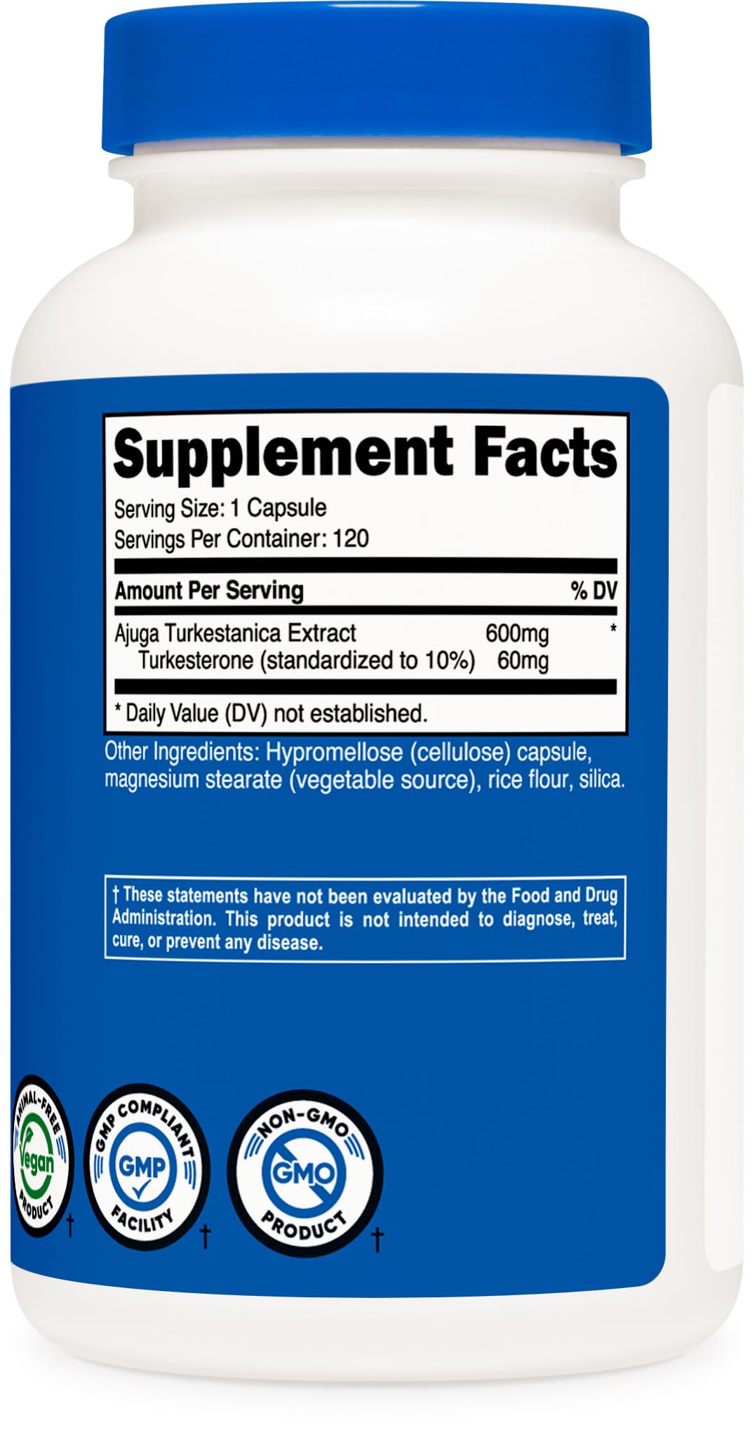 Foto 5 pulgar | Suplemento Dietético Nutricost Turkesterone 600 Mg 120 Cápsulas - Venta Internacional.